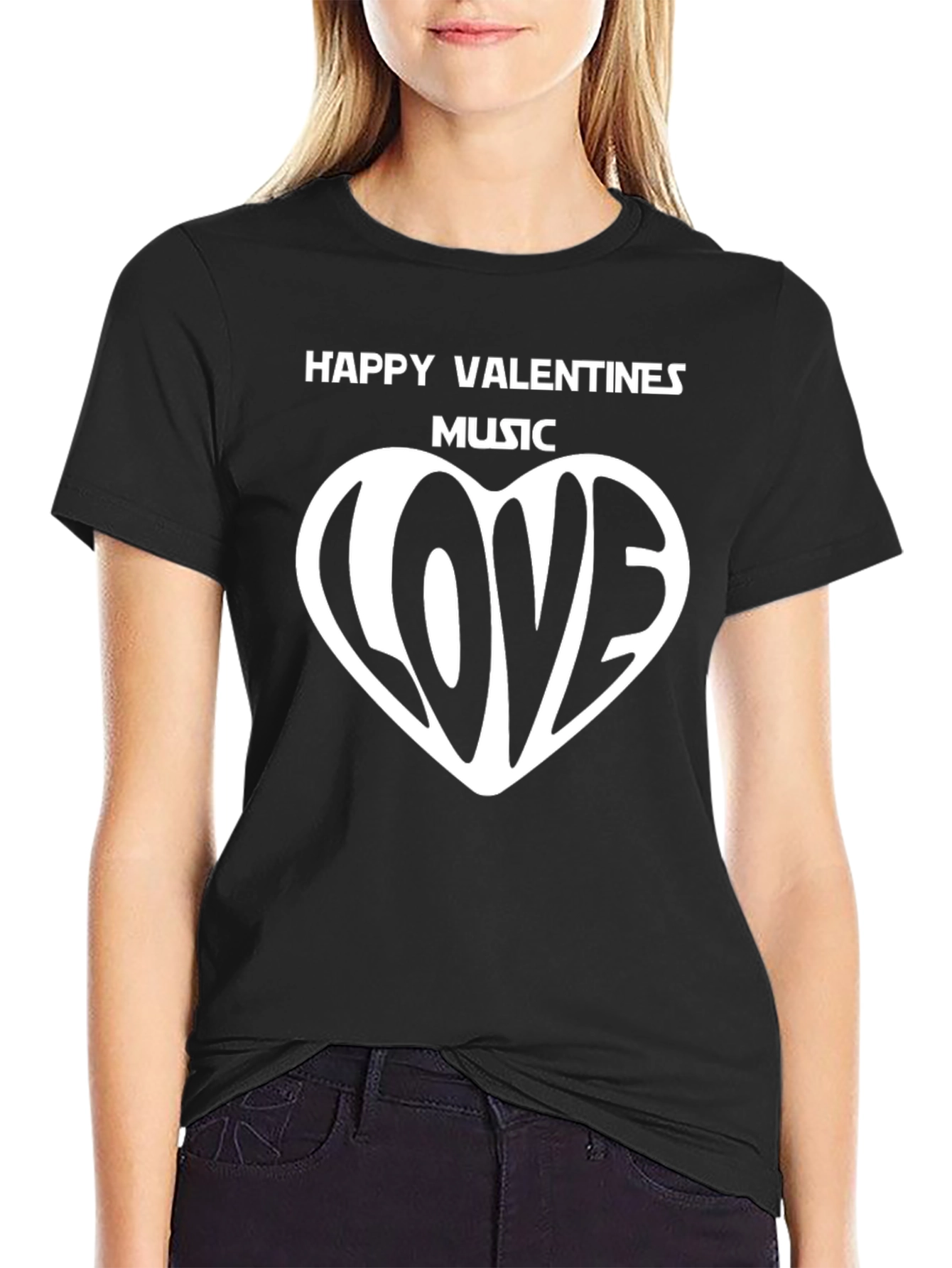 Valentines Music Love Heart Graphic T-Shirt