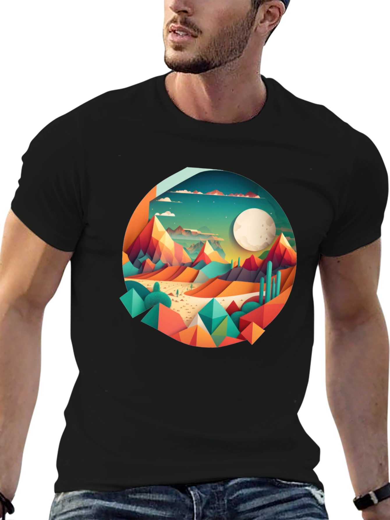 Geometric Desert Moon T-Shirt