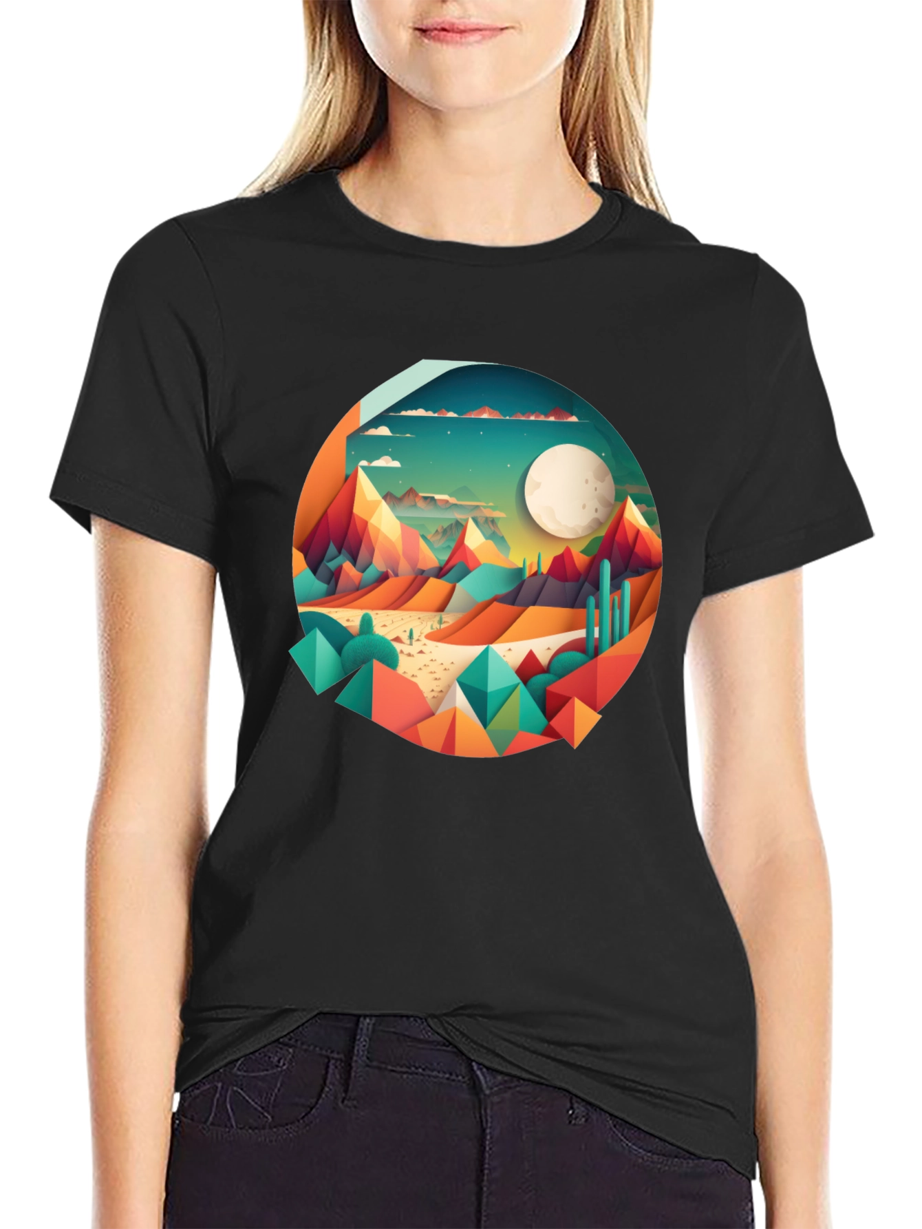 Geometric Desert Moon T-Shirt