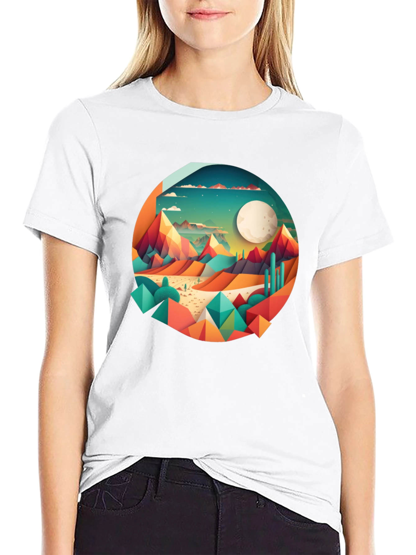 Geometric Desert Moon T-Shirt