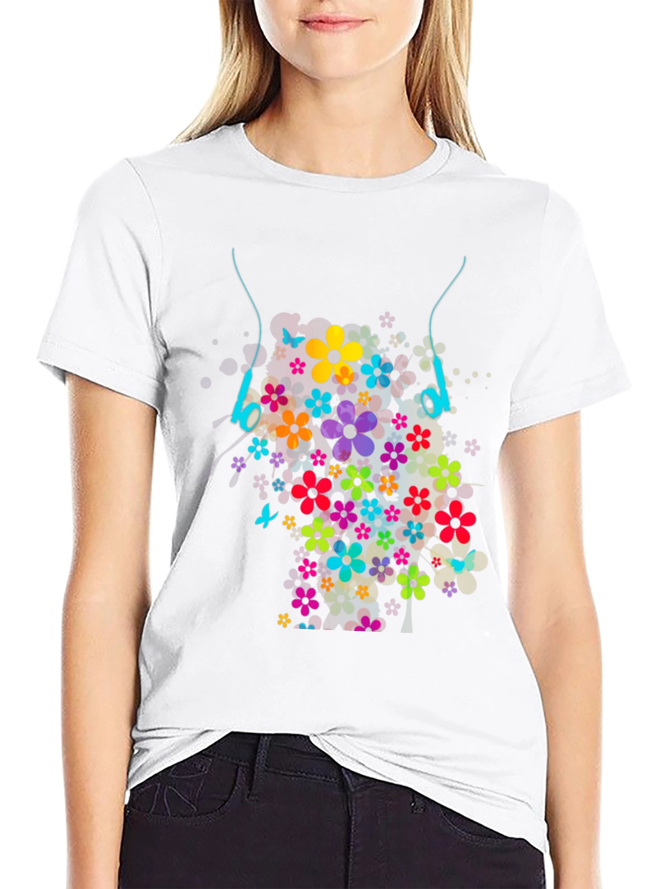 Floral Headphones Graphic T-Shirt
