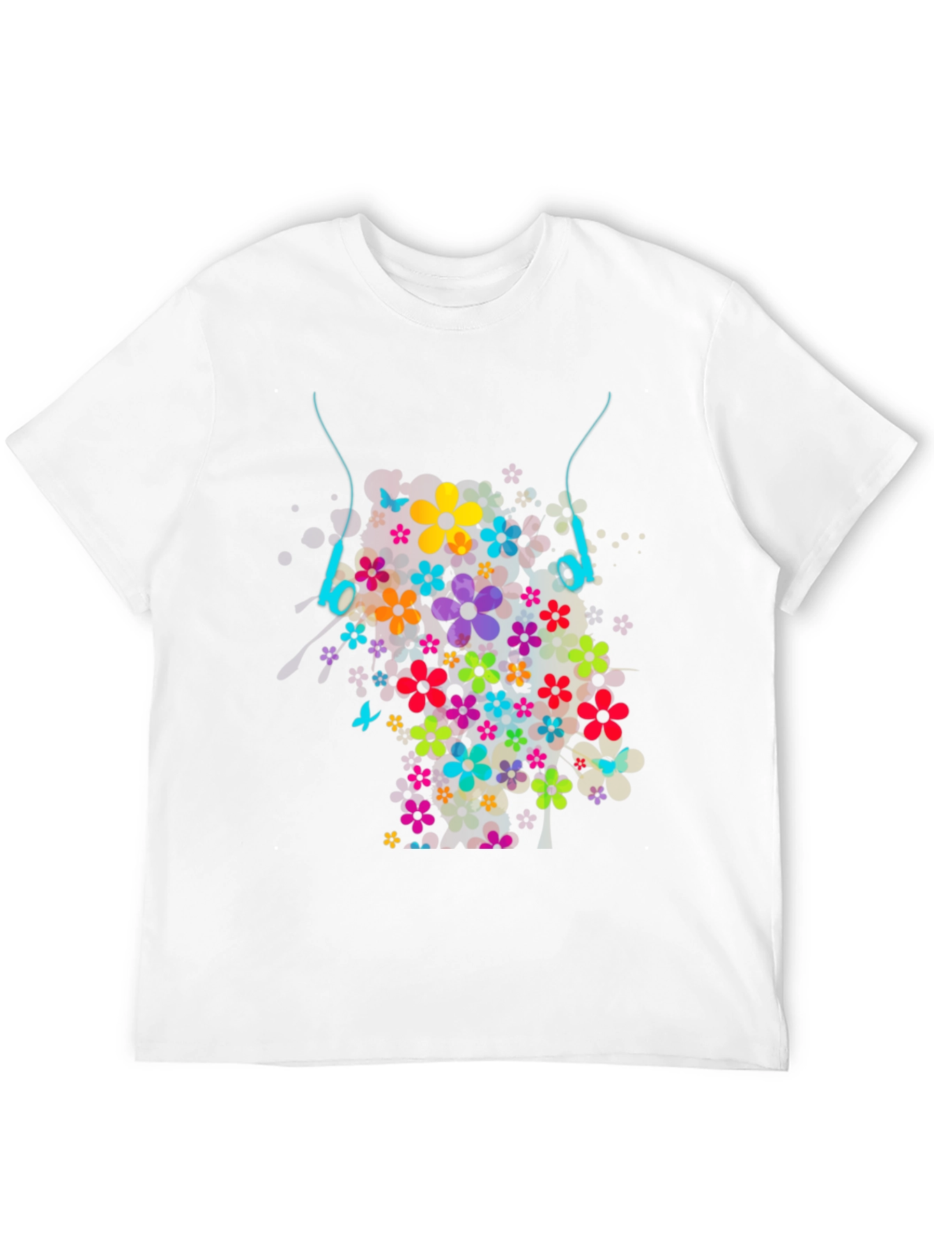 Floral Headphones Graphic T-Shirt