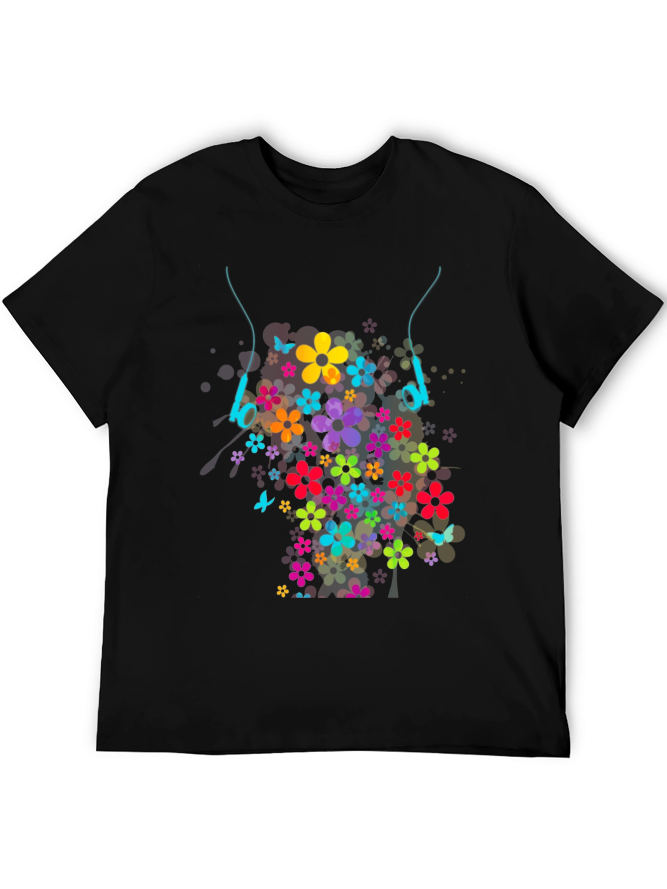 Floral Headphones Graphic T-Shirt