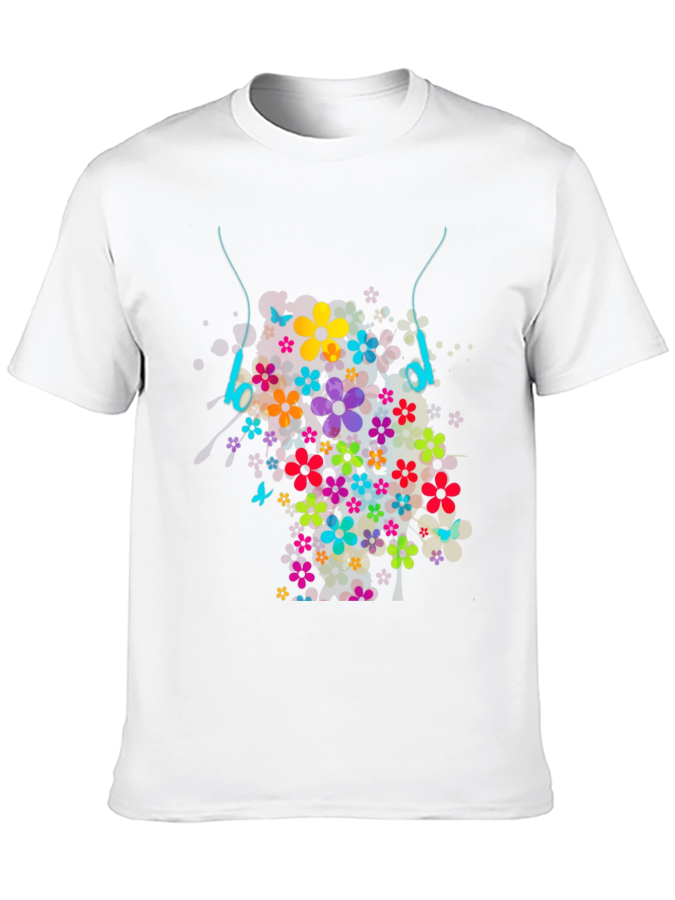 Floral Headphones Graphic T-Shirt