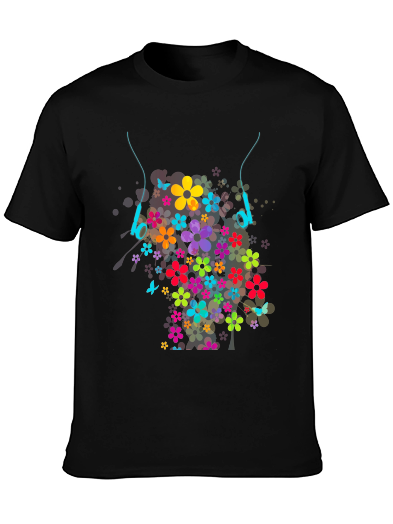 Floral Headphones Graphic T-Shirt