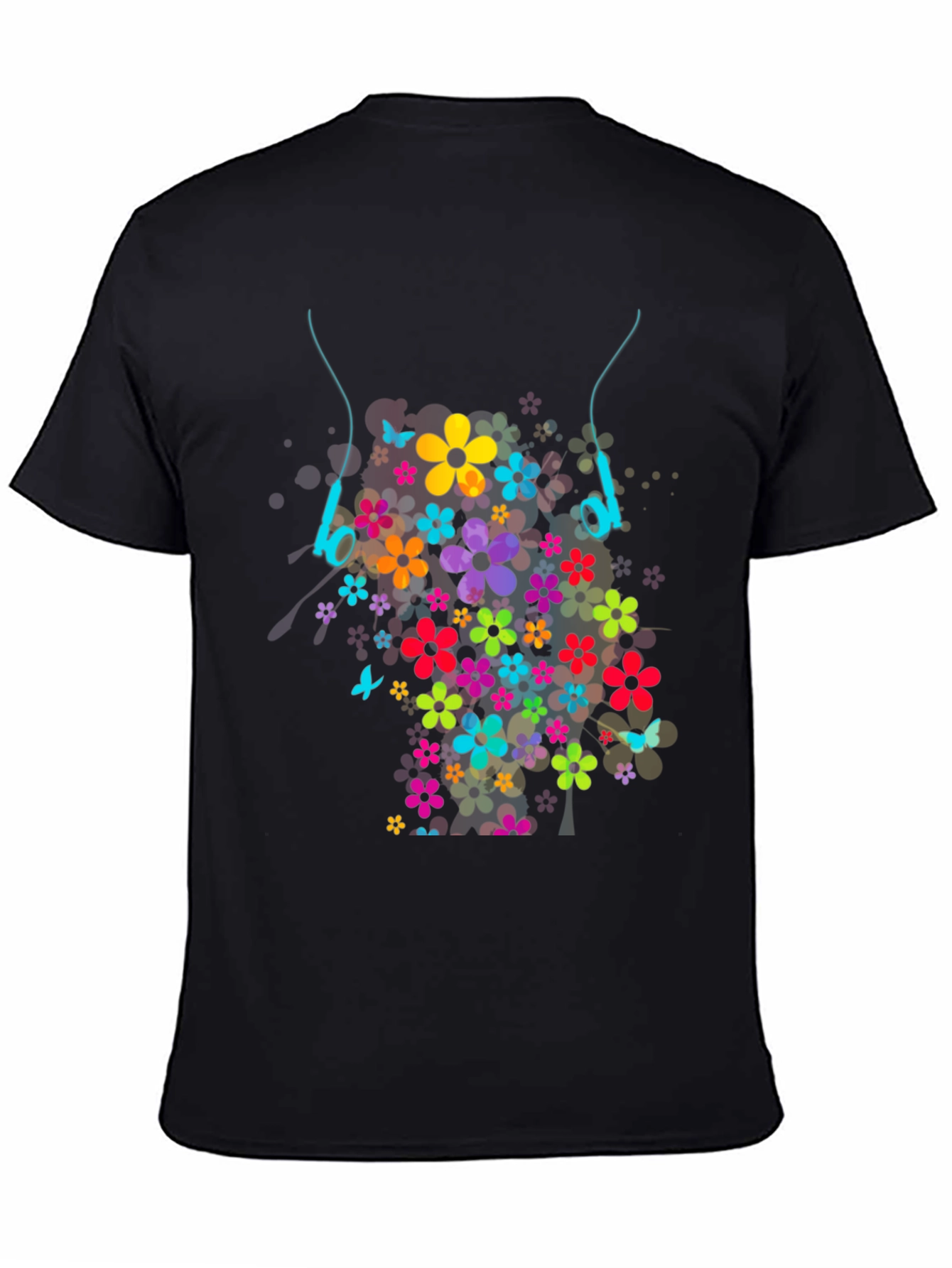 Floral Headphones Graphic T-Shirt