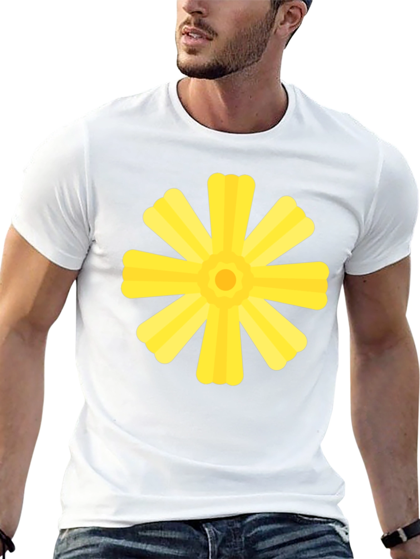 Black T-Shirt with Yellow Floral Graphic
