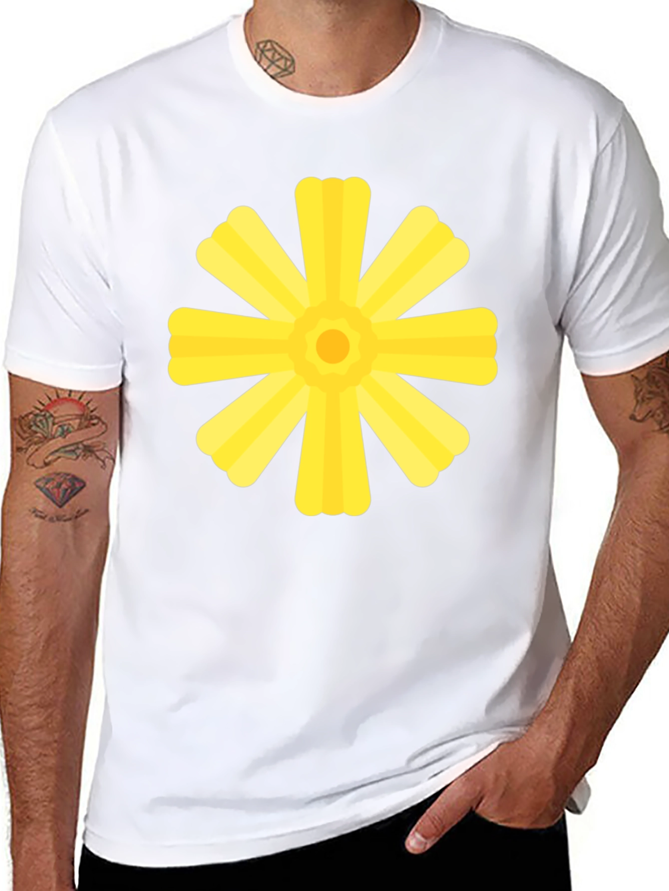 Black T-Shirt with Yellow Floral Graphic