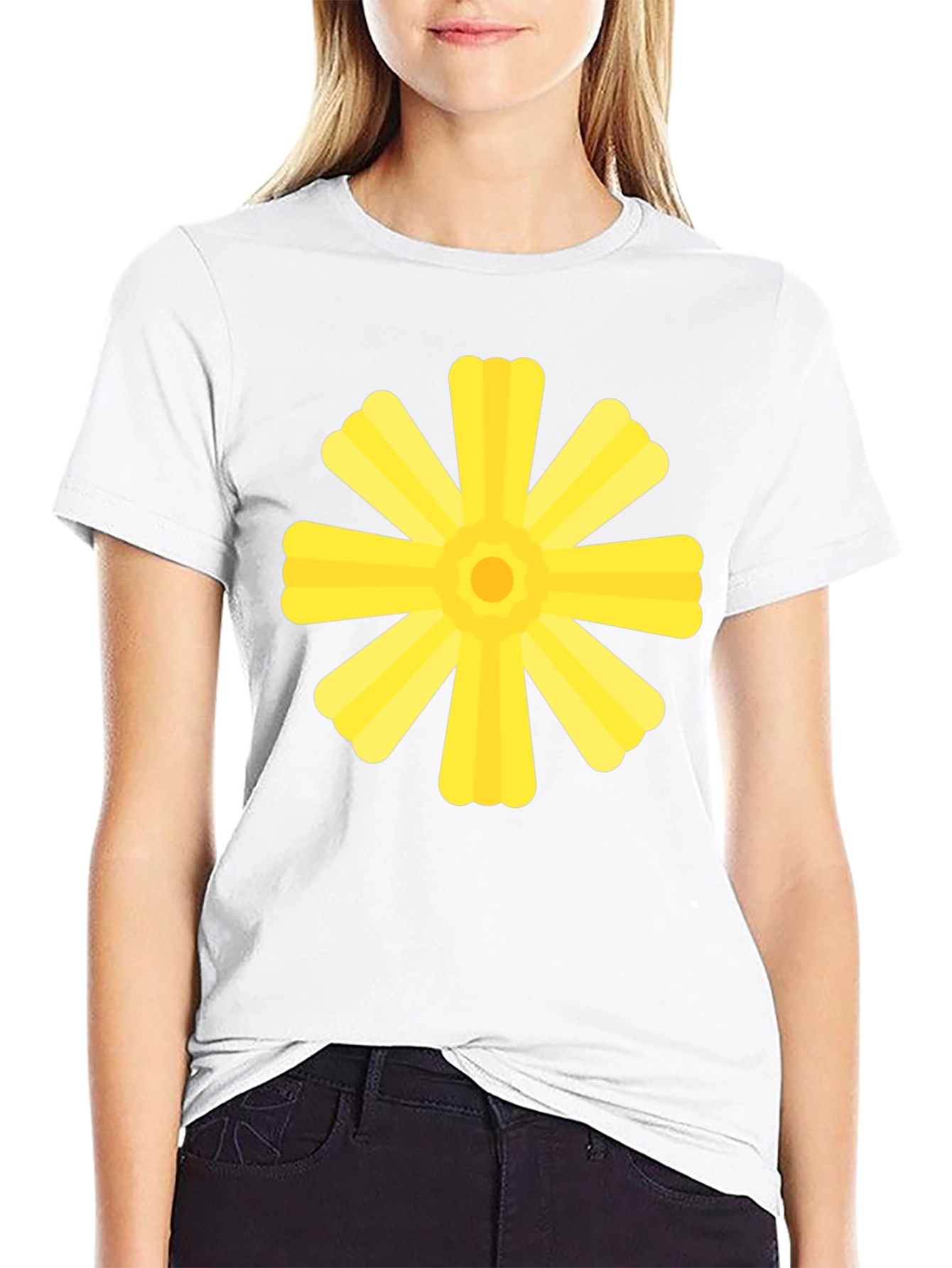 Black T-Shirt with Yellow Floral Graphic