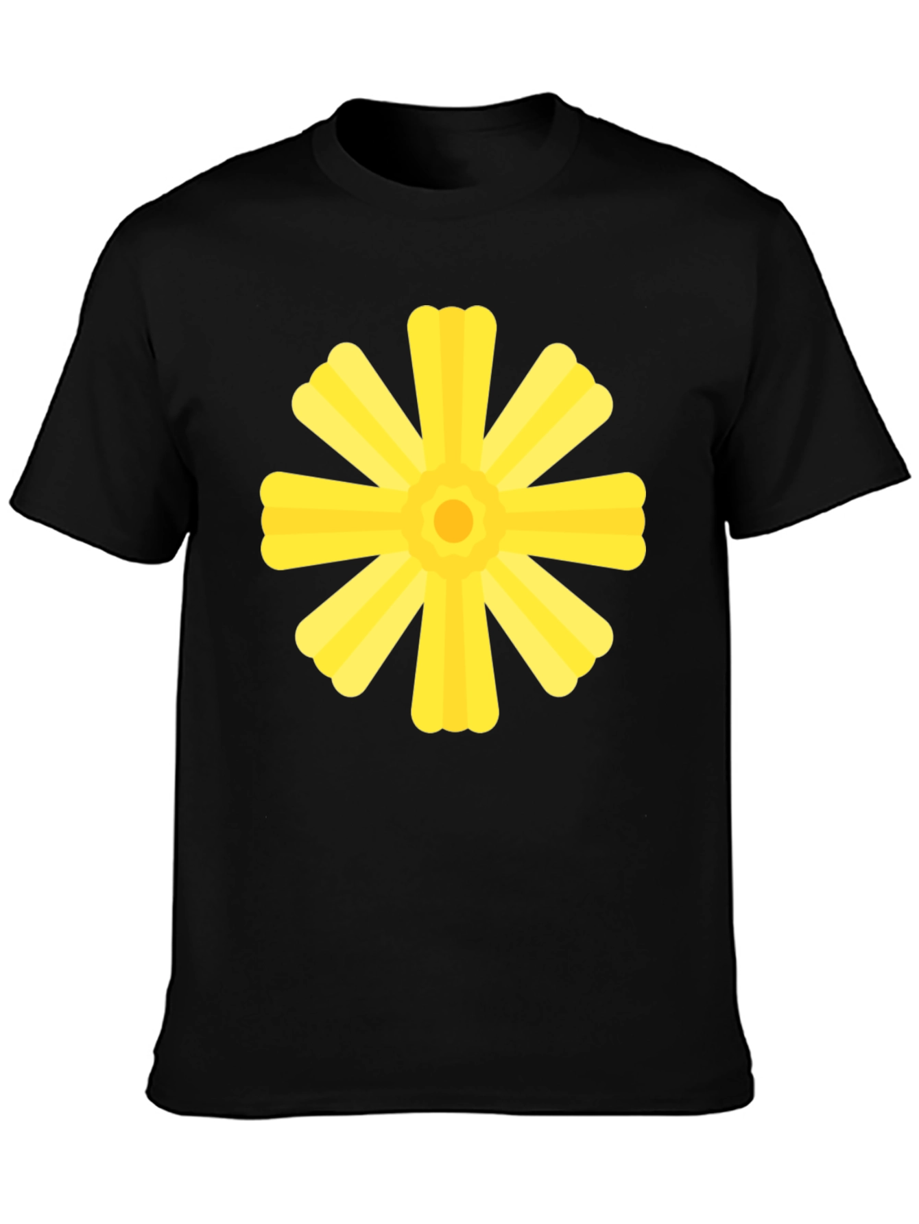 Black T-Shirt with Yellow Floral Graphic