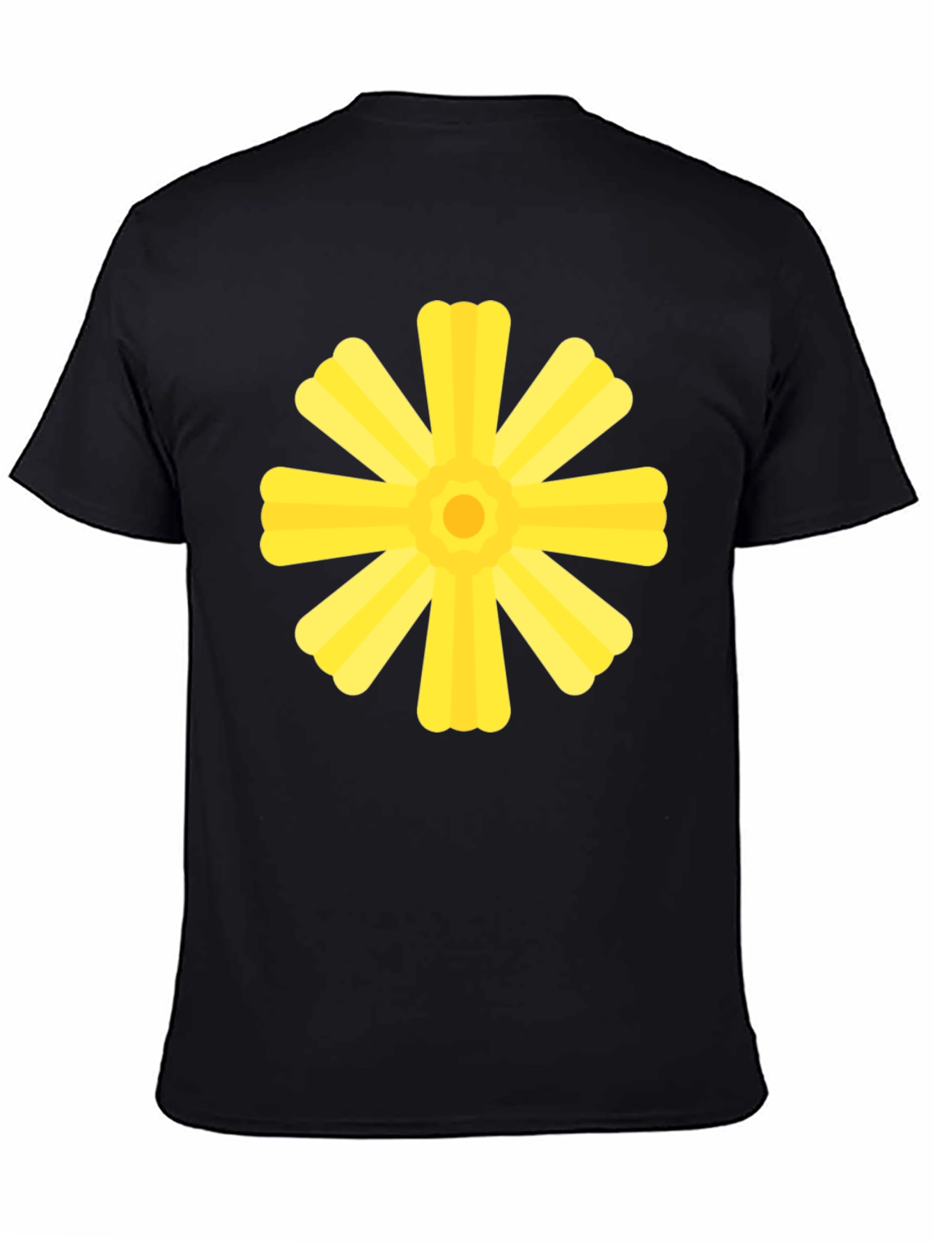 Black T-Shirt with Yellow Floral Graphic
