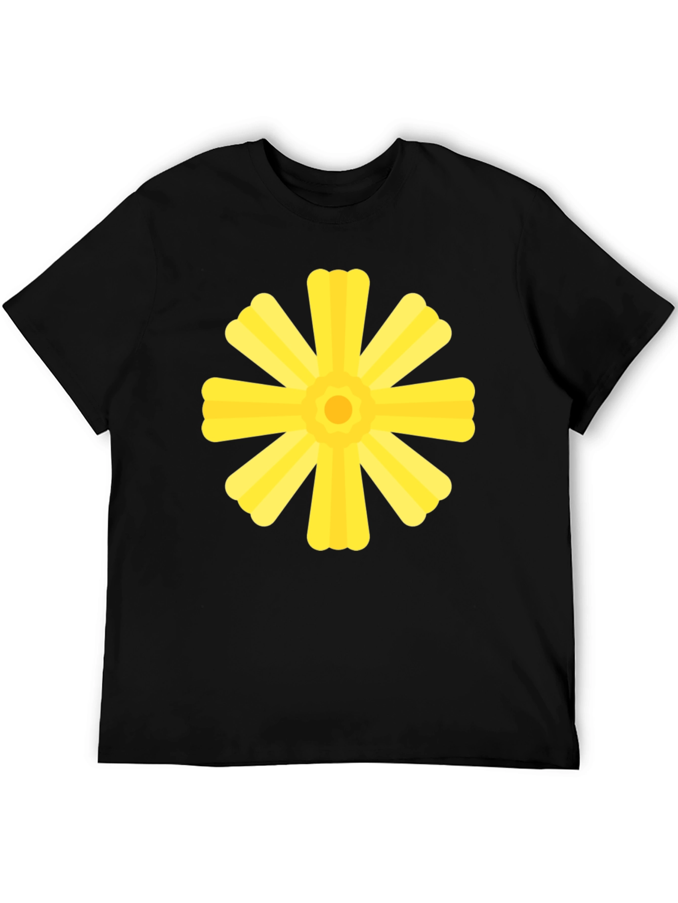 Black T-Shirt with Yellow Floral Graphic