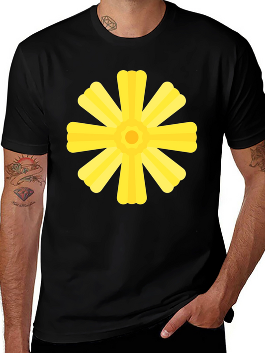 Black T-Shirt with Yellow Floral Graphic
