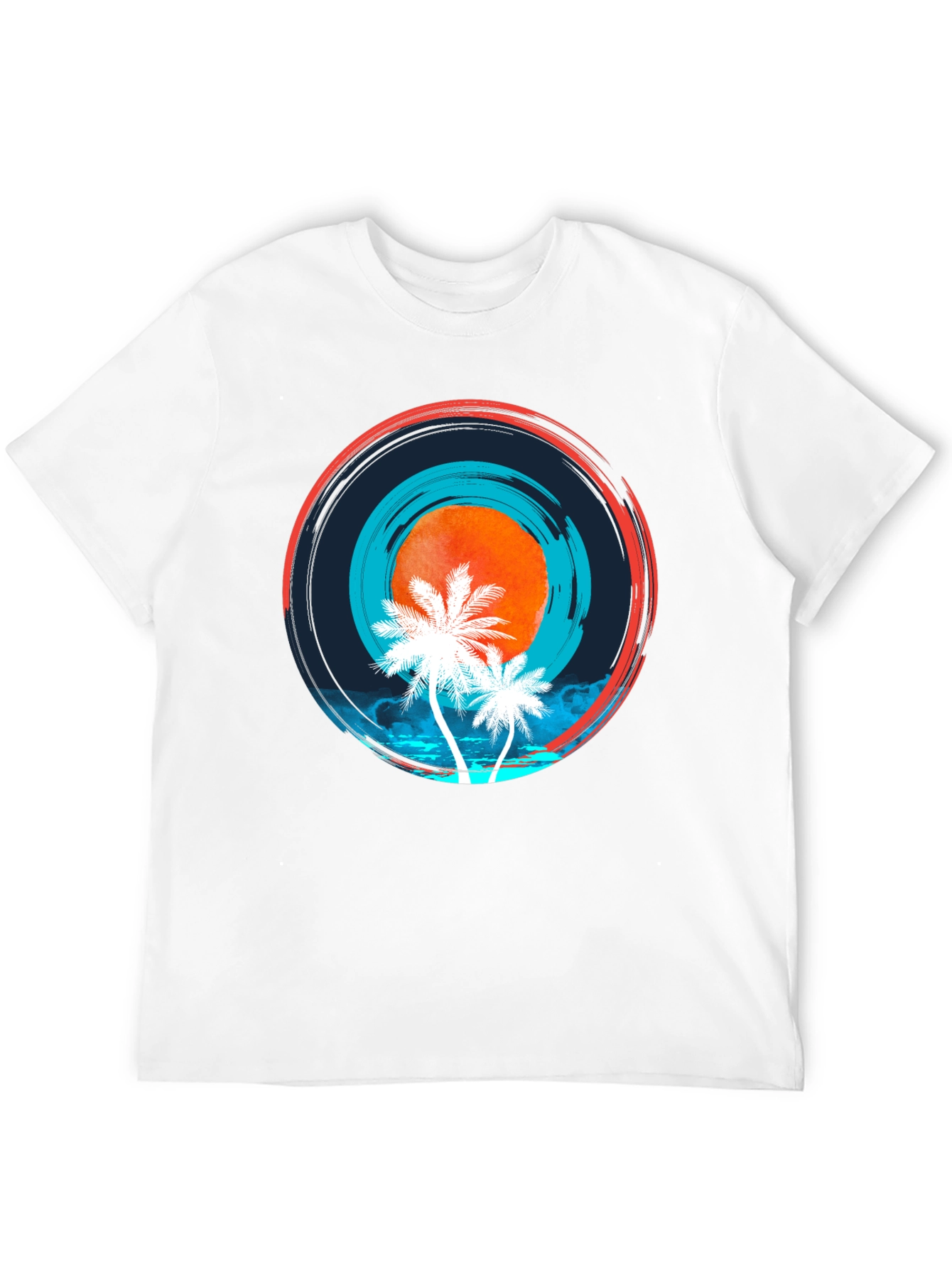 Sunset Palm Tree Graphic Black Tee