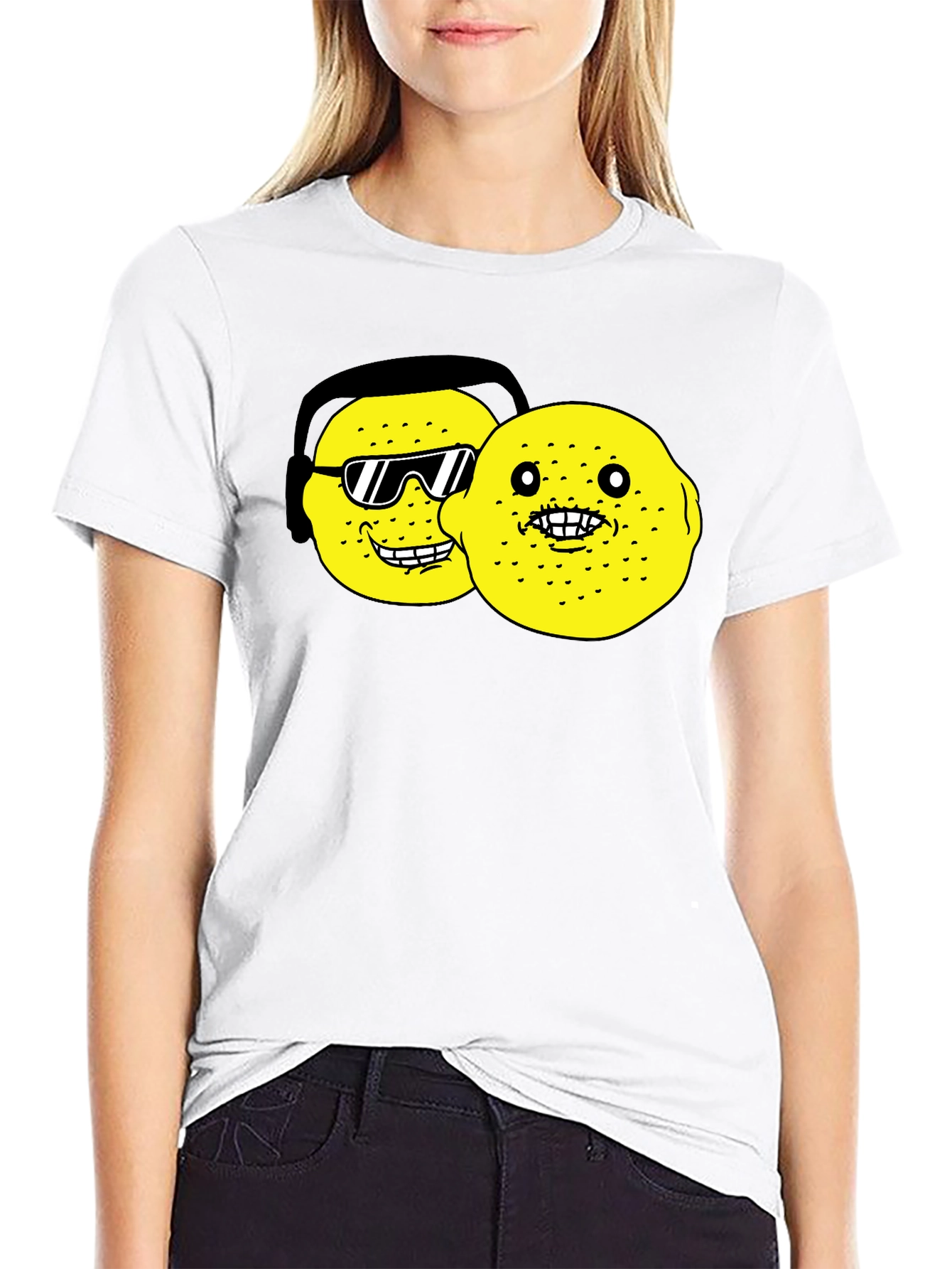 Lemon Character Graphic Black T-Shirt