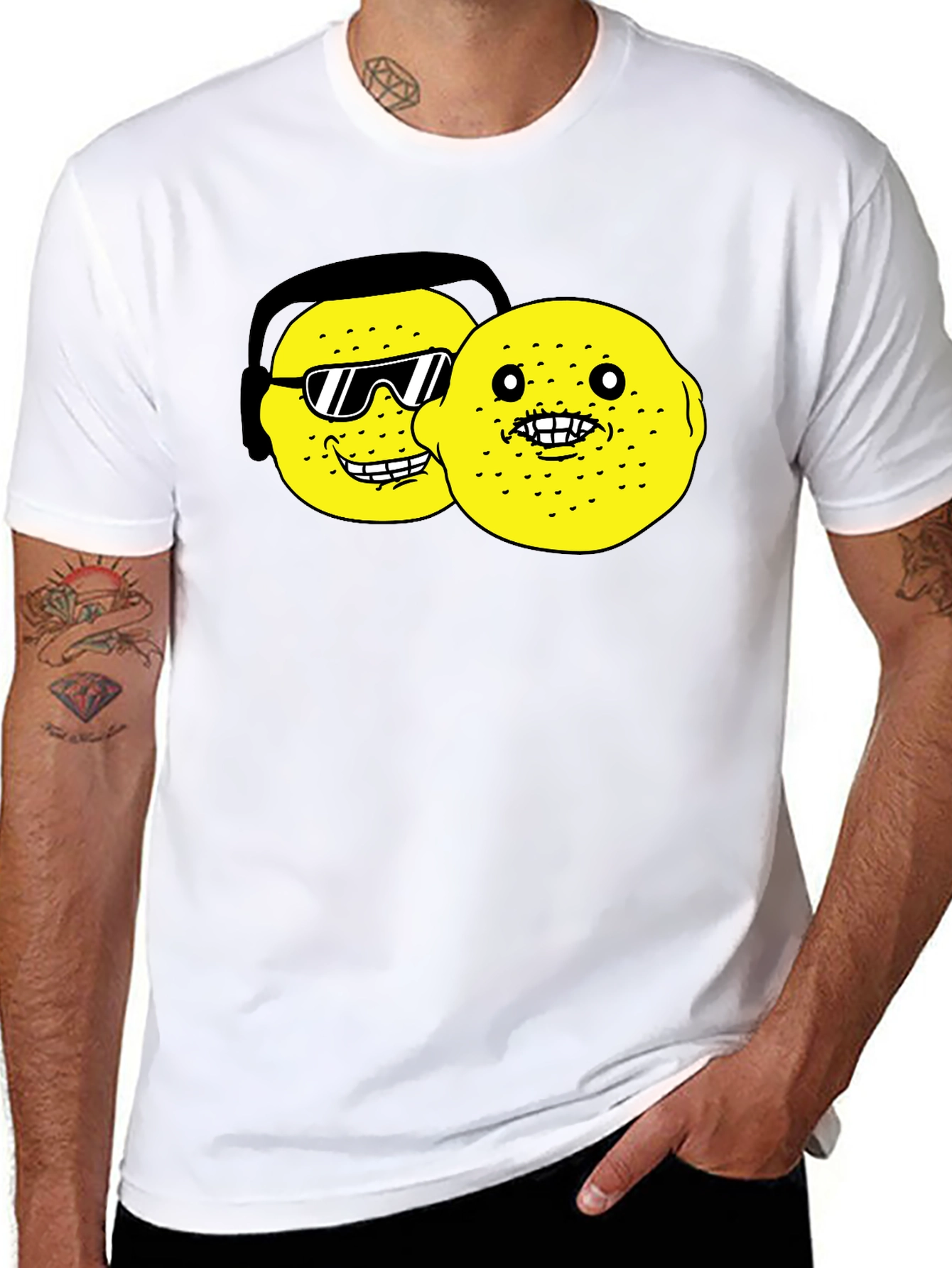 Lemon Character Graphic Black T-Shirt