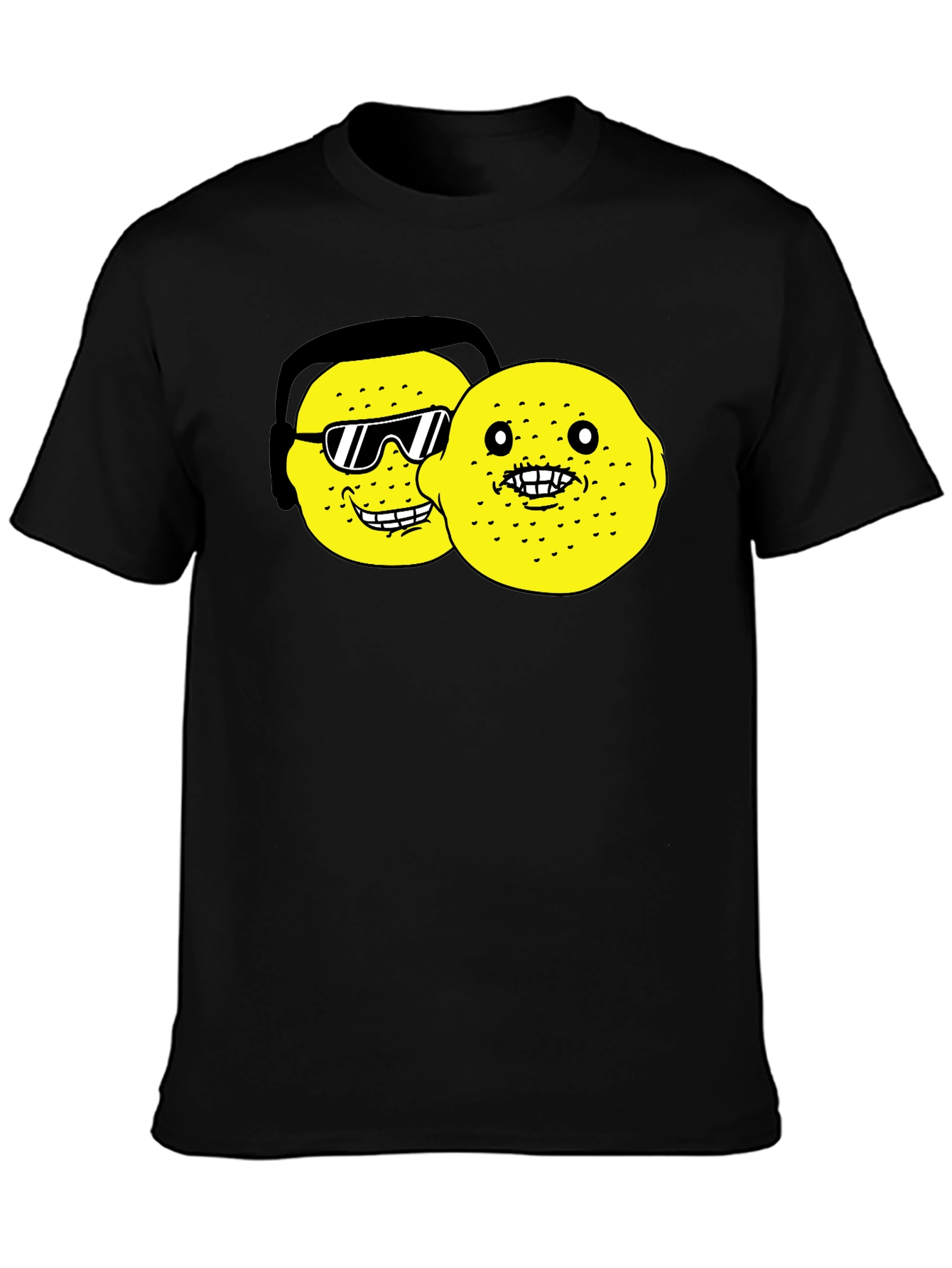 Lemon Character Graphic Black T-Shirt