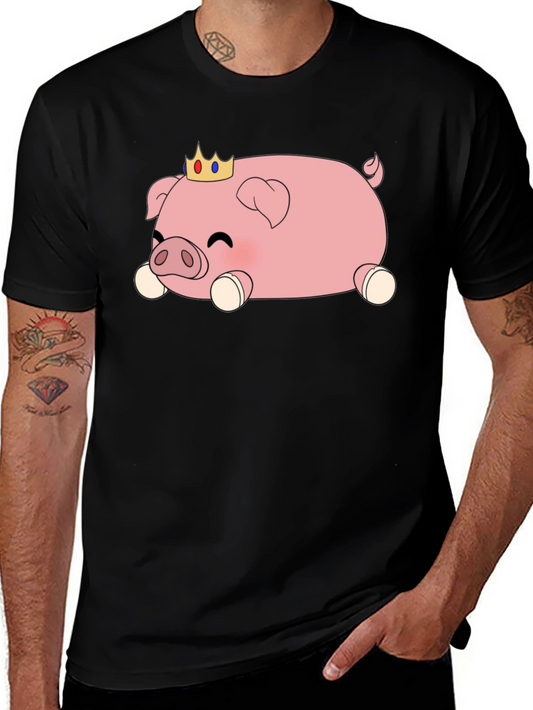 Cute Pig Crown T-Shirt - Black