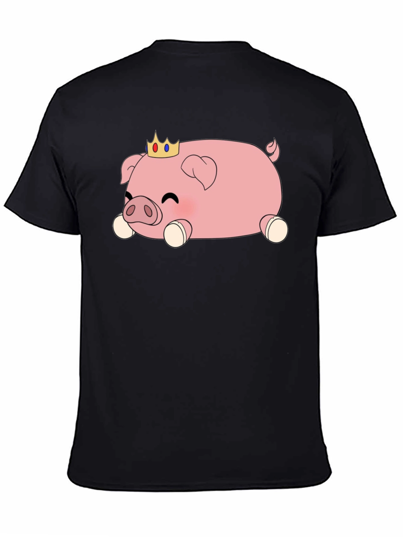 Cute Pig Crown T-Shirt - Black