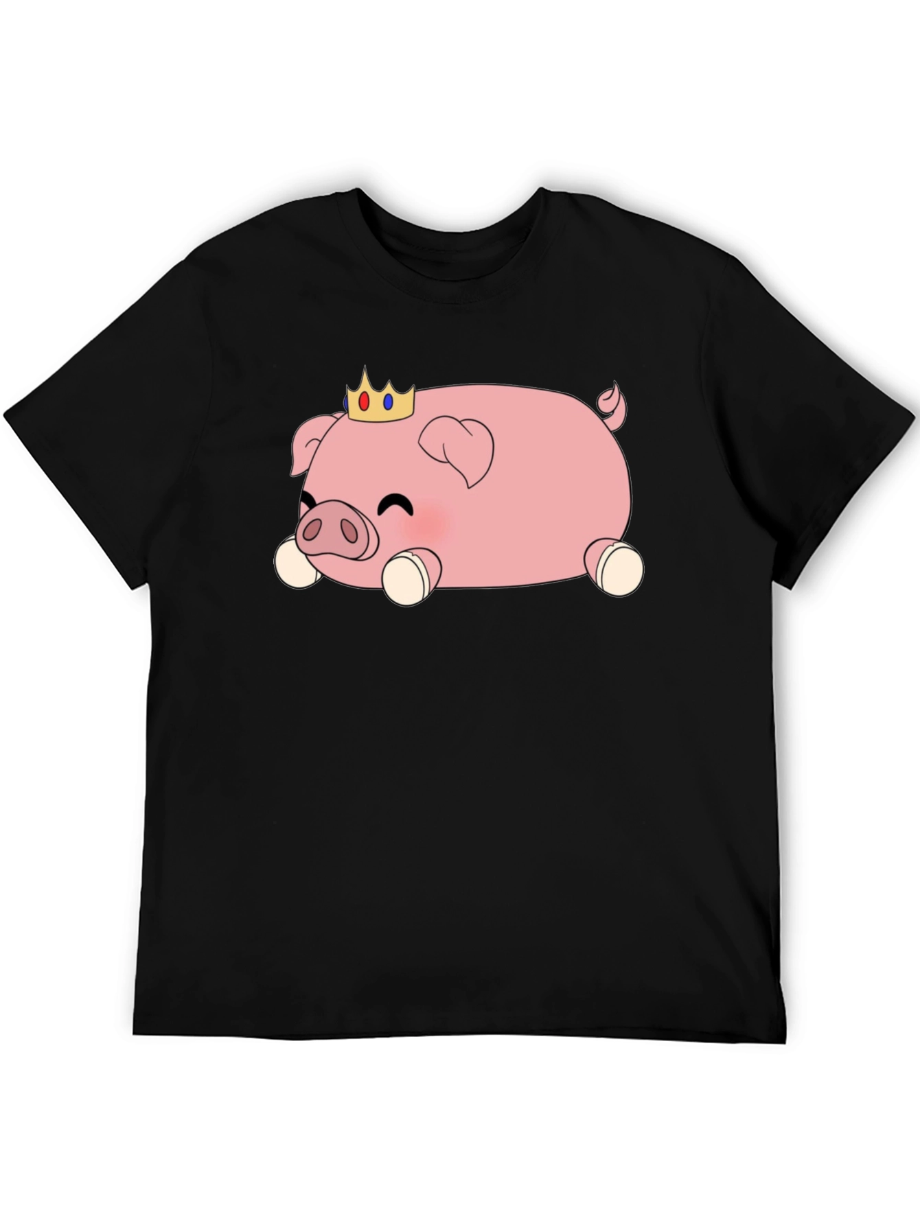 Cute Pig Crown T-Shirt - Black