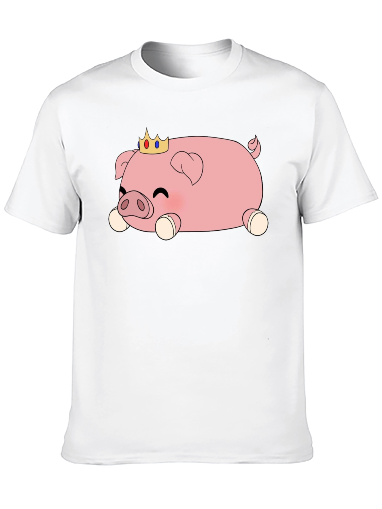 Cute Pig Crown T-Shirt - Black