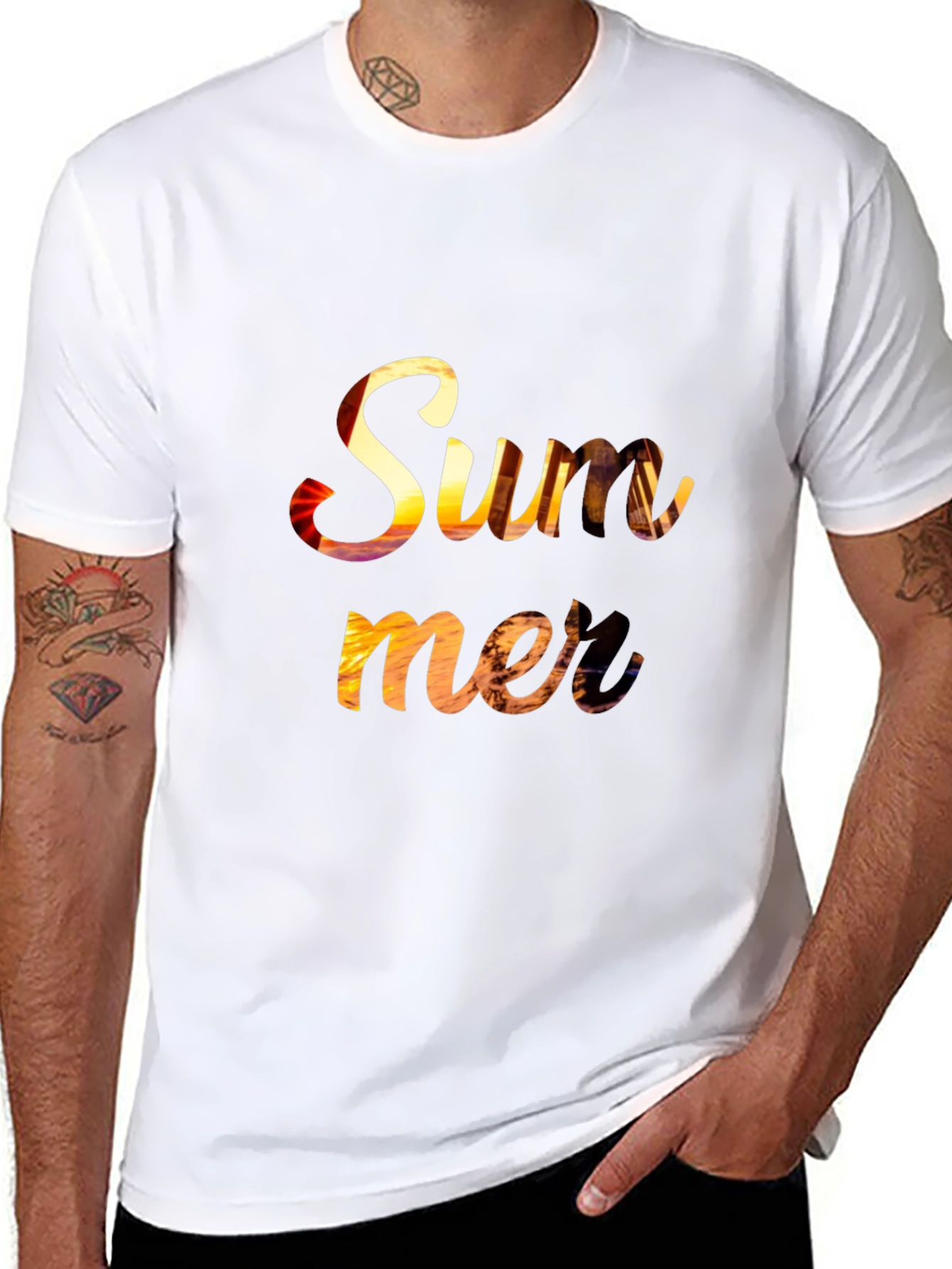 Summer Sunset Graphic Tee - Relaxed Fit Black T-Shirt