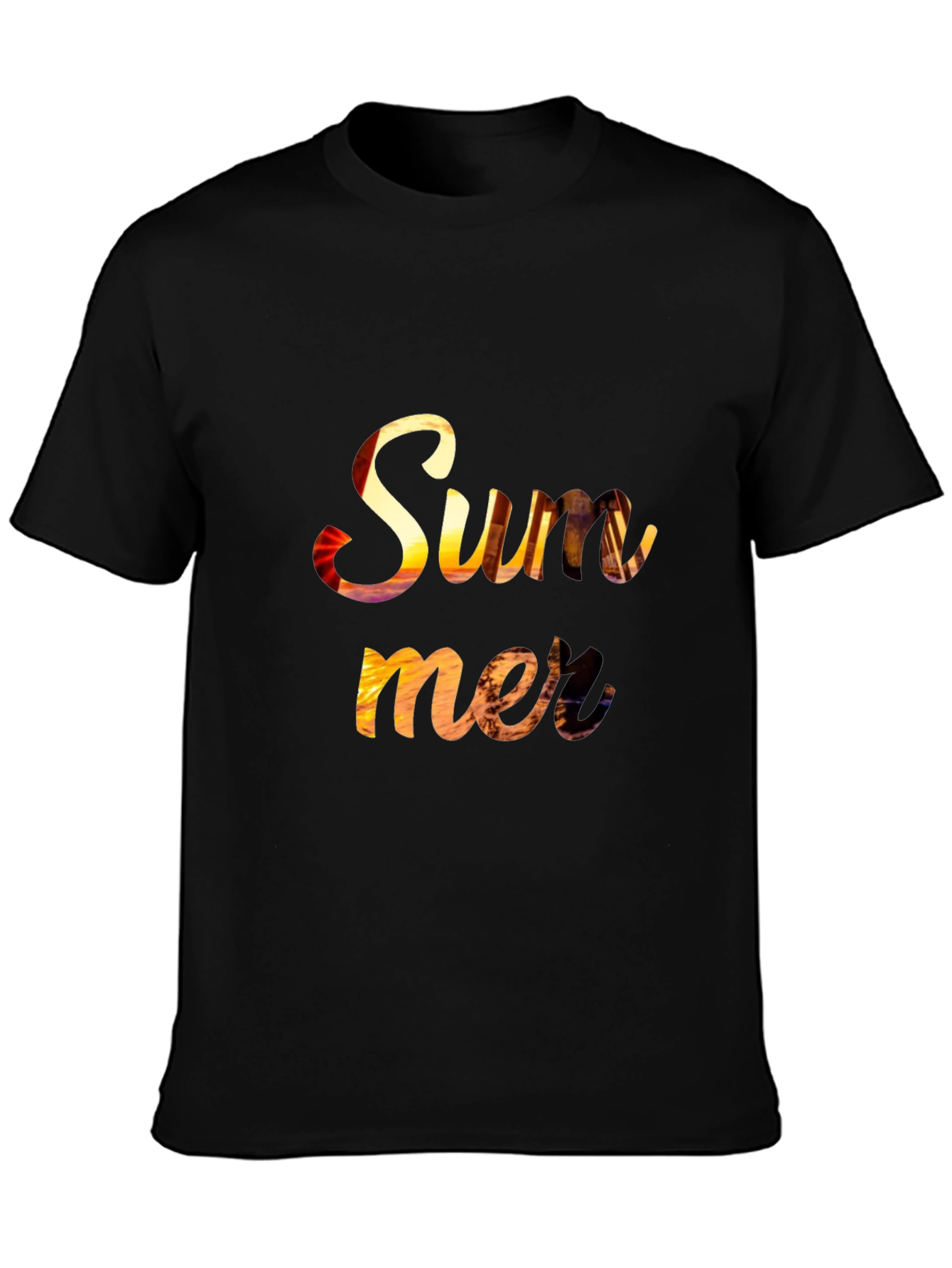 Summer Sunset Graphic Tee - Relaxed Fit Black T-Shirt