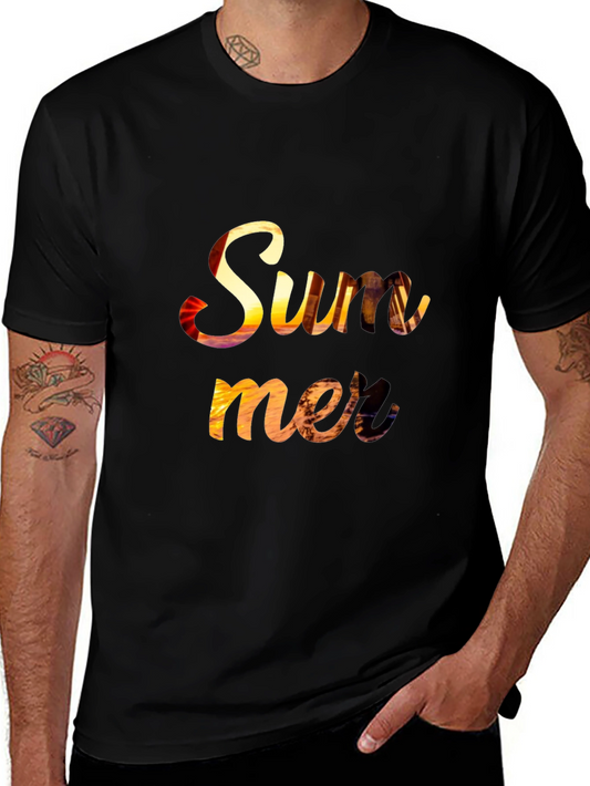 Summer Sunset Graphic Tee - Relaxed Fit Black T-Shirt
