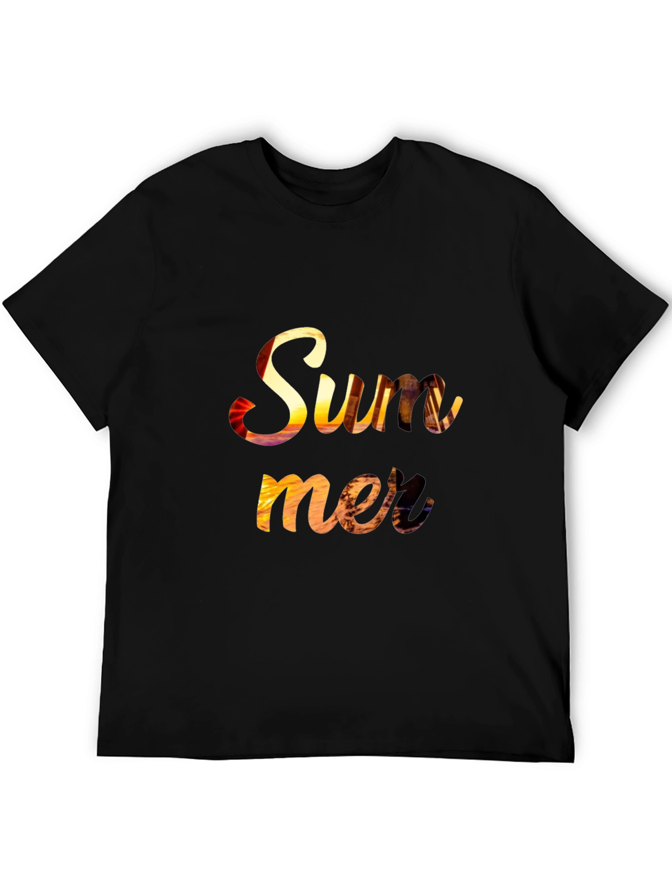 Summer Sunset Graphic Tee - Relaxed Fit Black T-Shirt
