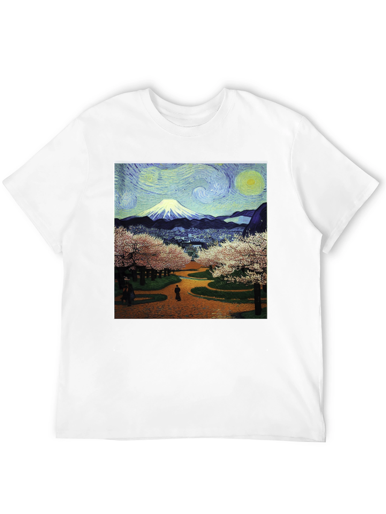Starry Night Fuji T-Shirt - Artistic Japanese Landscape Tee