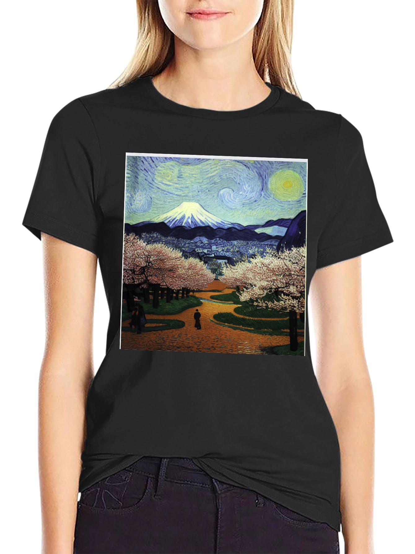 Starry Night Fuji T-Shirt - Artistic Japanese Landscape Tee