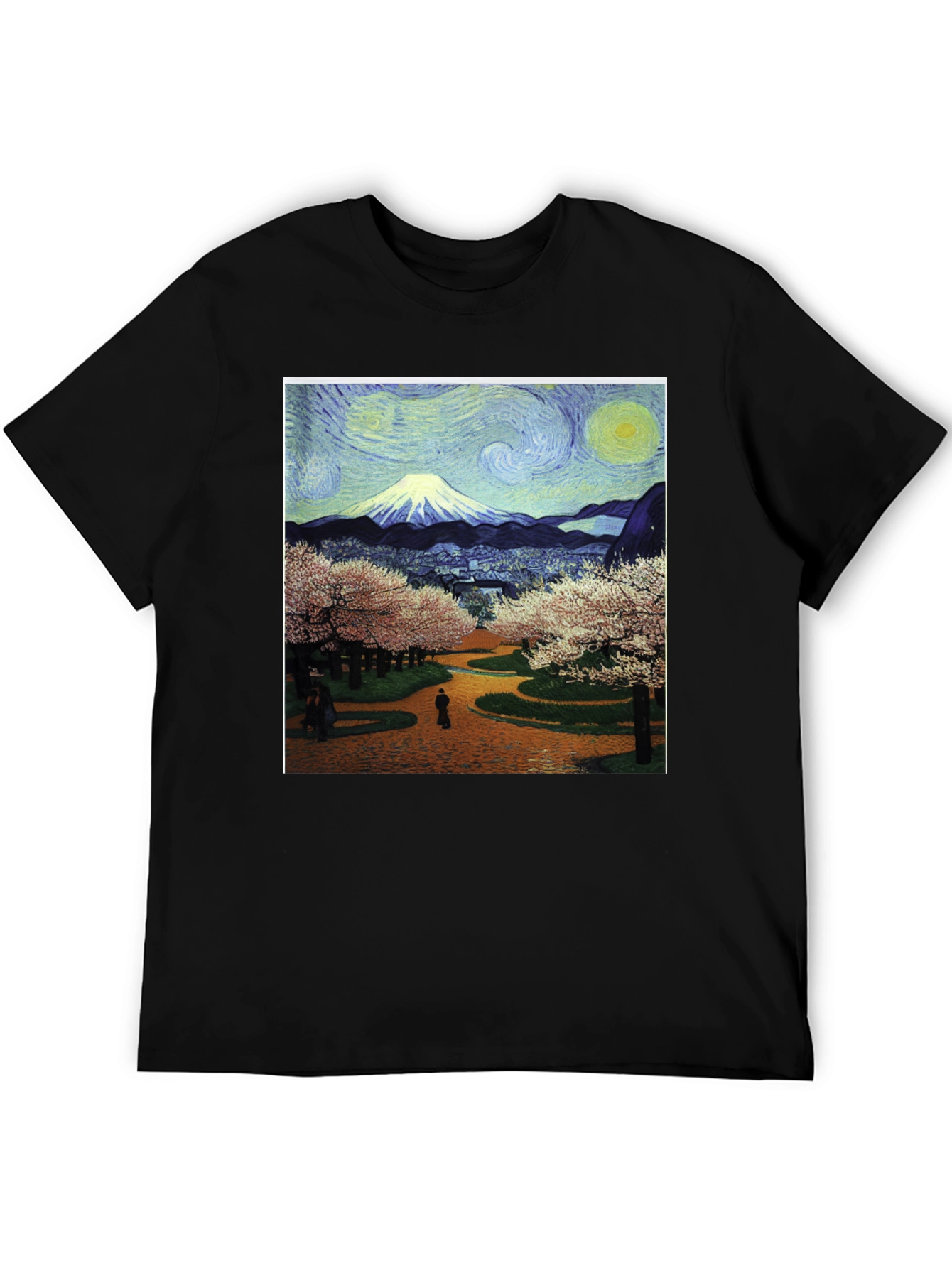 Starry Night Fuji T-Shirt - Artistic Japanese Landscape Tee