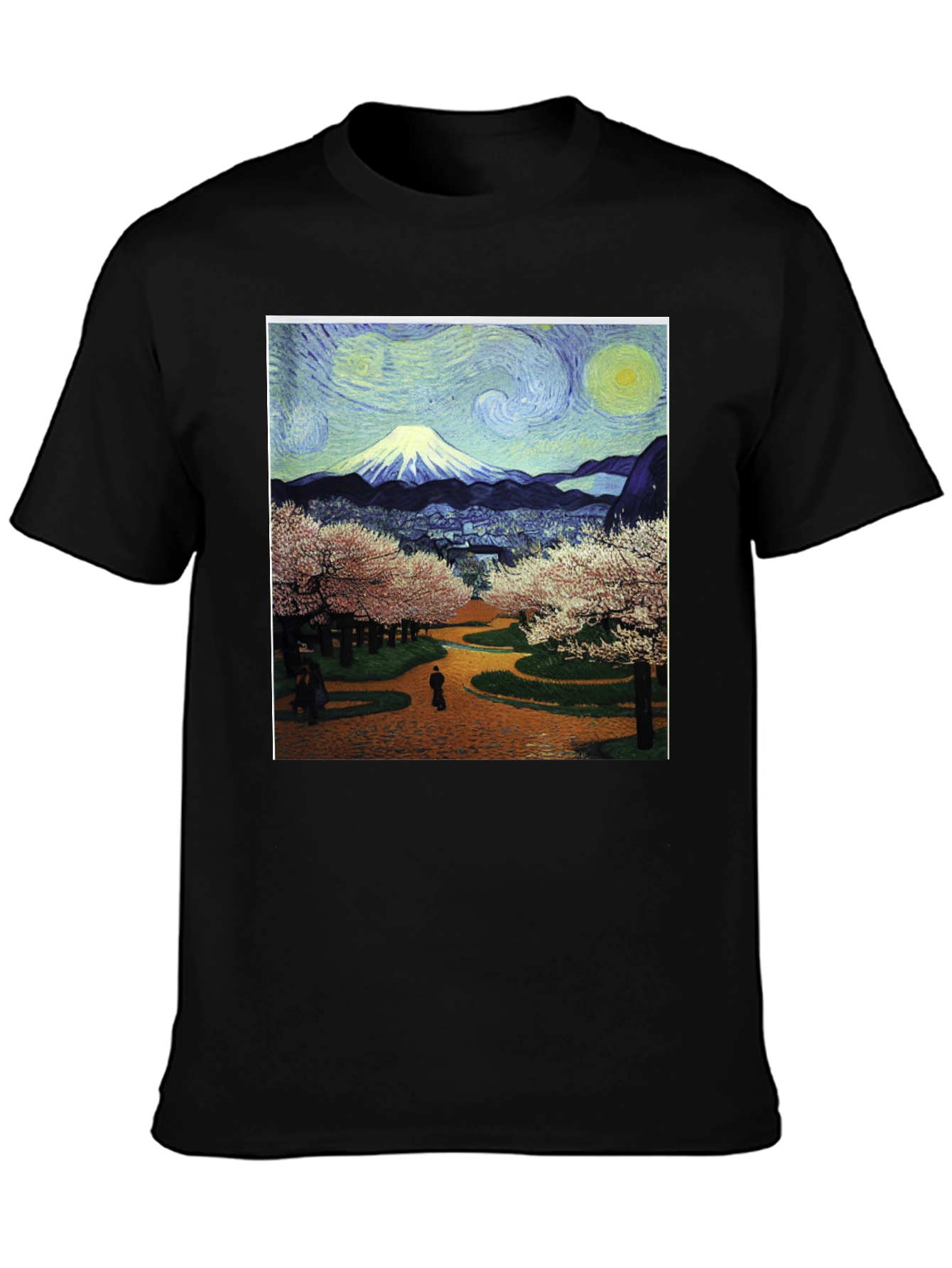 Starry Night Fuji T-Shirt - Artistic Japanese Landscape Tee