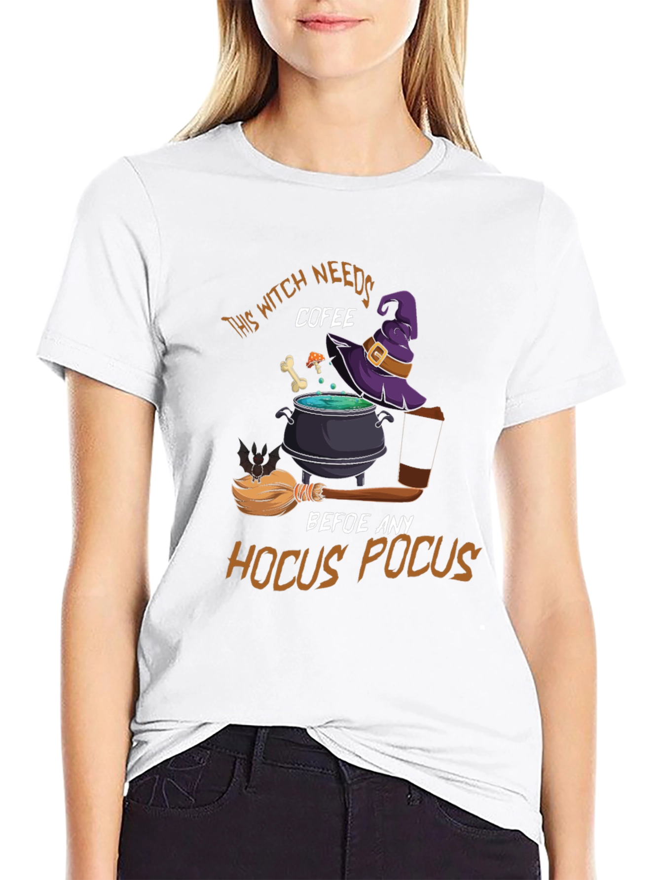 Witch Needs Coffee Halloween T-Shirt