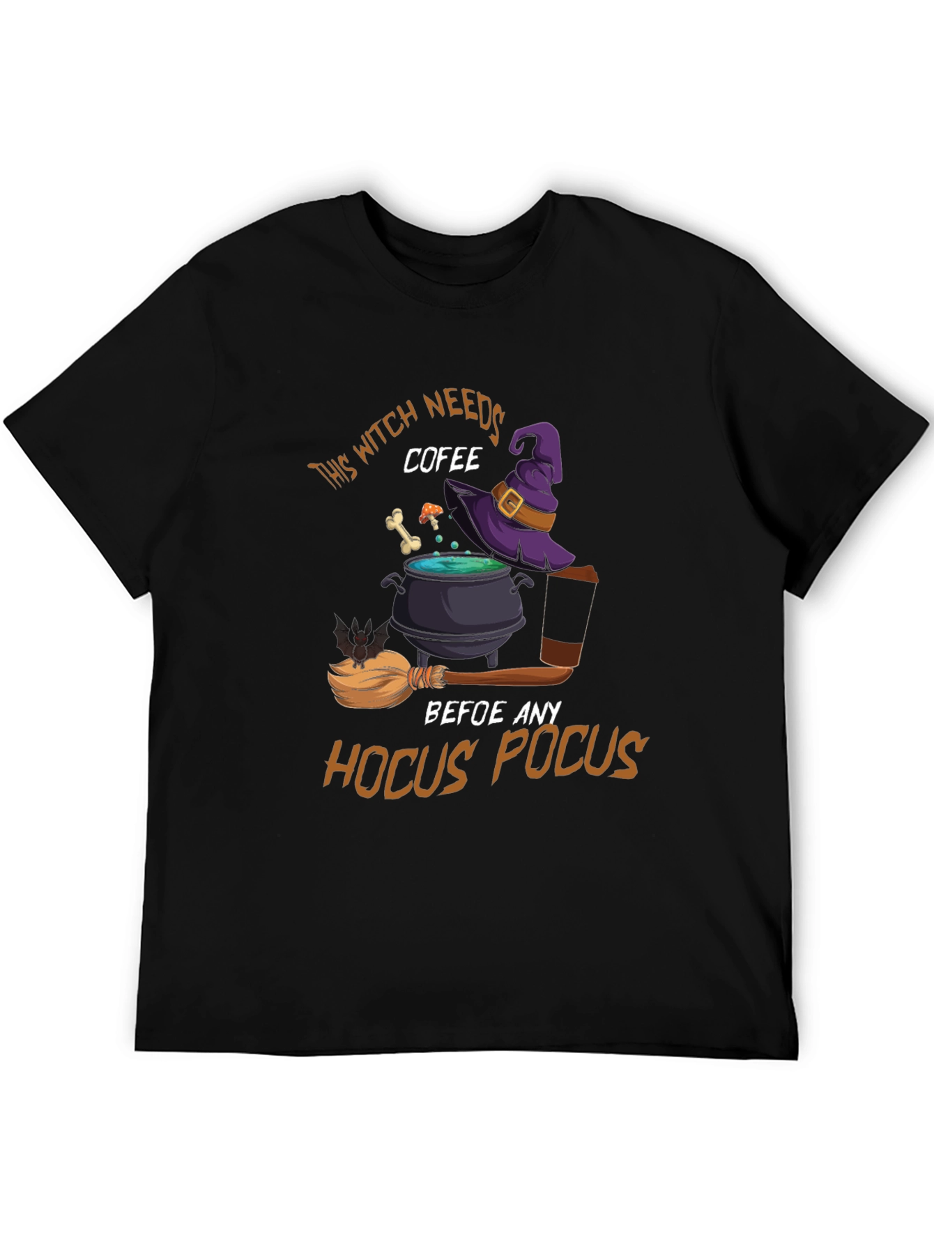 Witch Needs Coffee Halloween T-Shirt