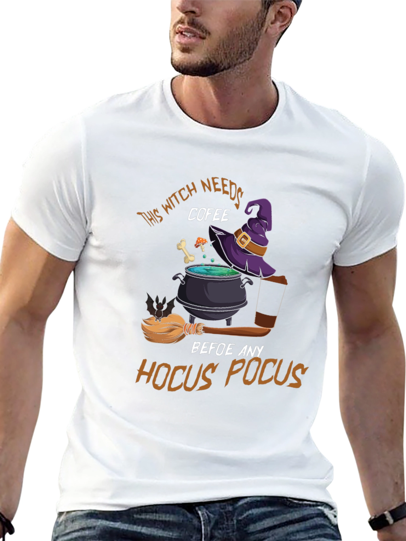 Witch Needs Coffee Halloween T-Shirt