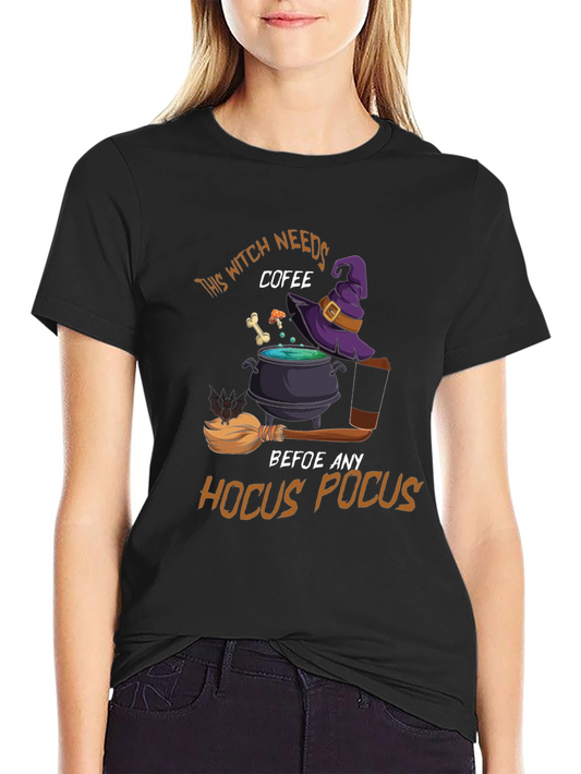 Witch Needs Coffee Halloween T-Shirt