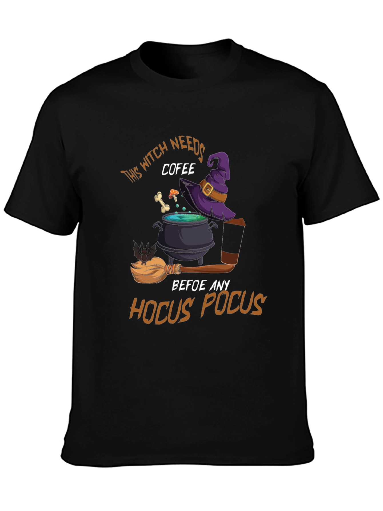 Witch Needs Coffee Halloween T-Shirt