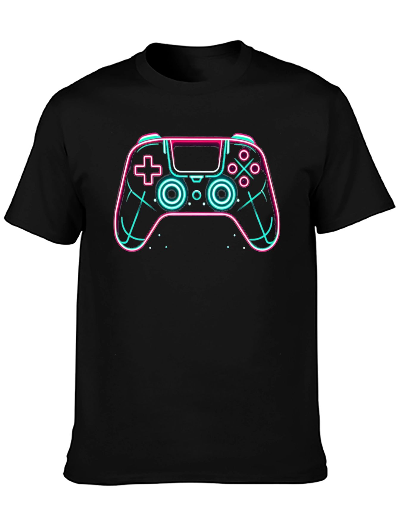 Neon Gaming Controller Graphic Tee - Black
