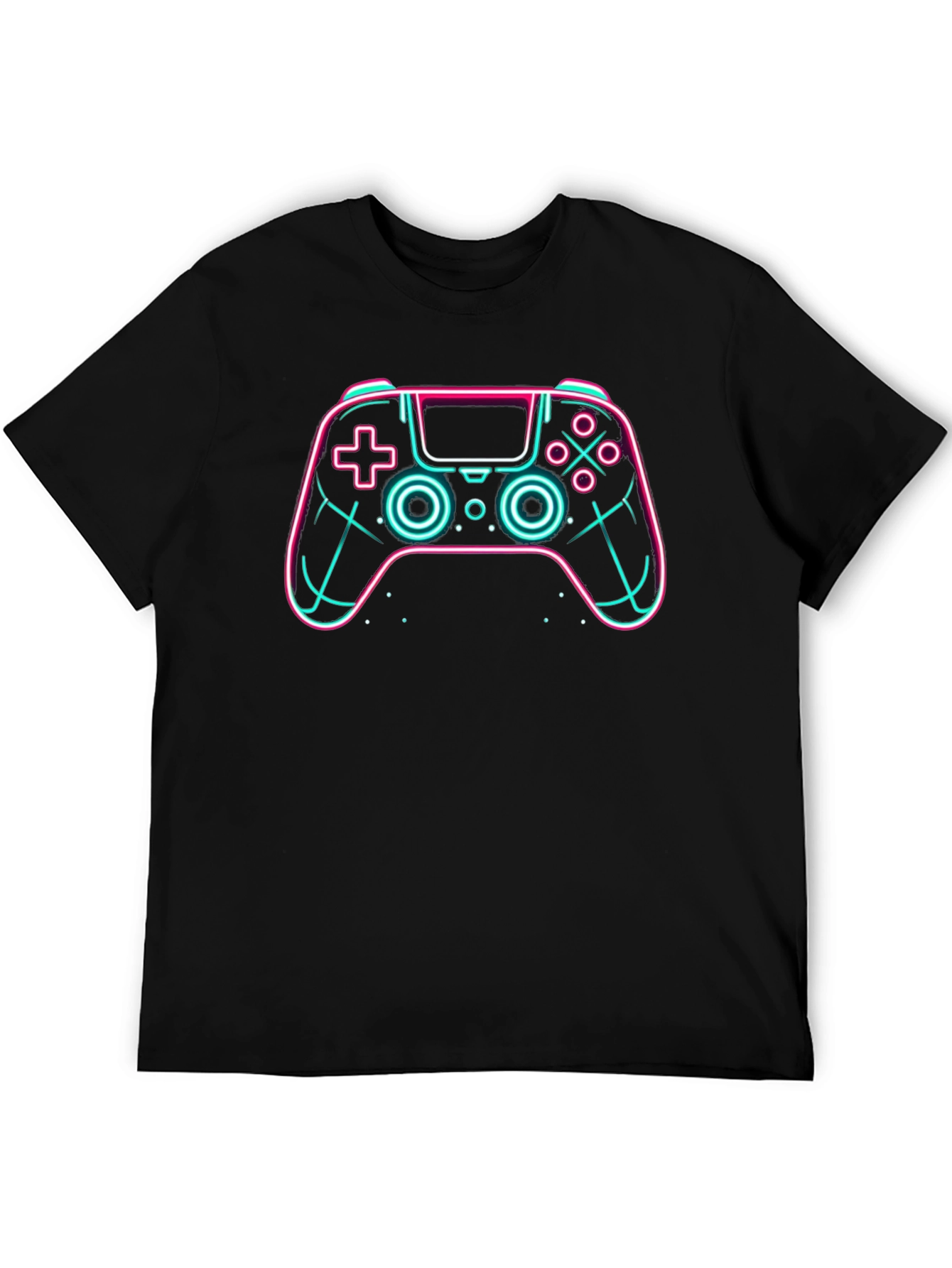 Neon Gaming Controller Graphic Tee - Black