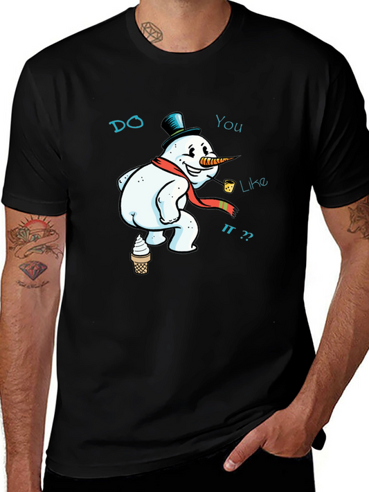Funny Snowman Black T-Shirt - Do You Like Ice Cream?
