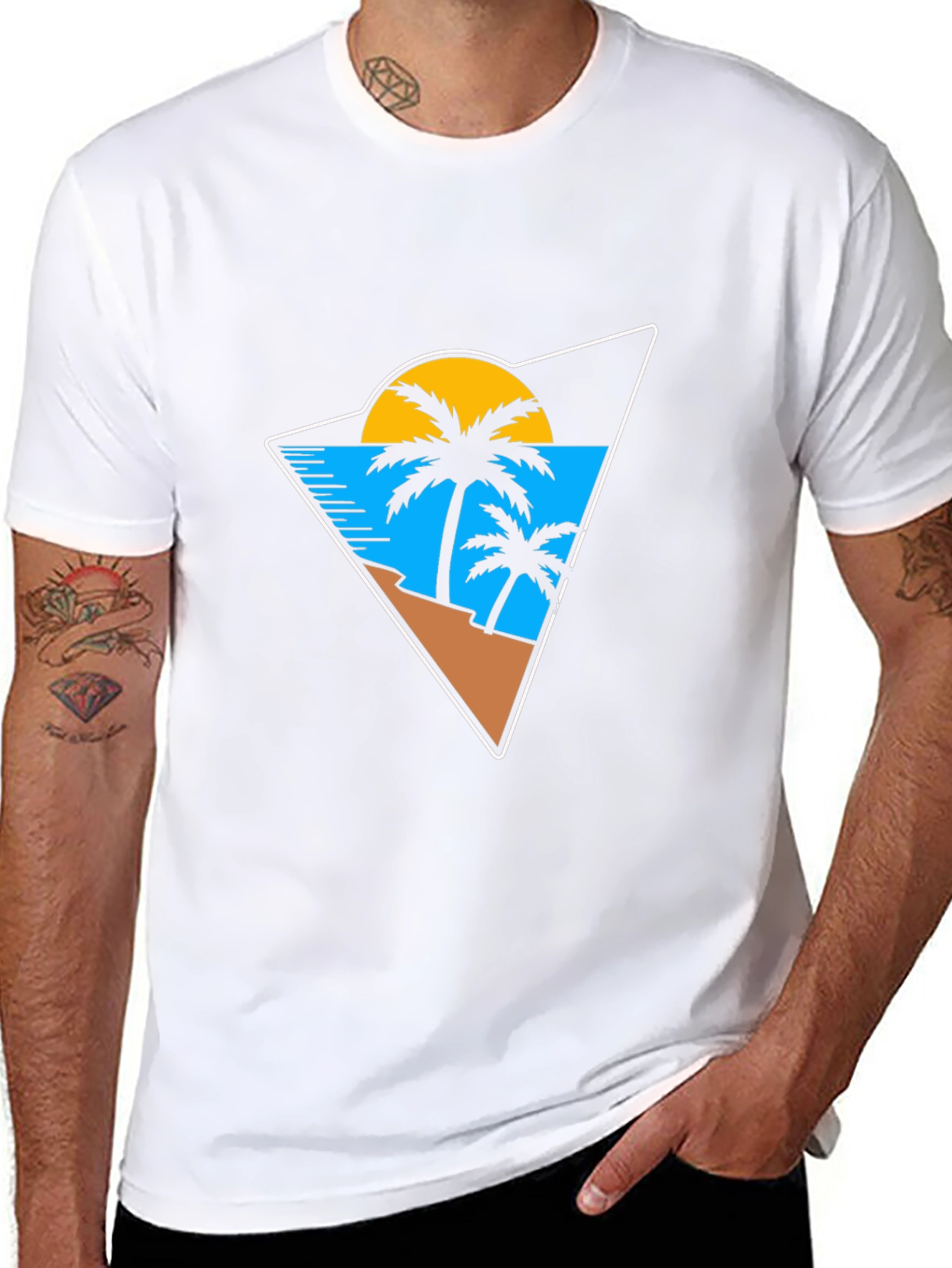 Tropical Beach Graphic T-Shirt