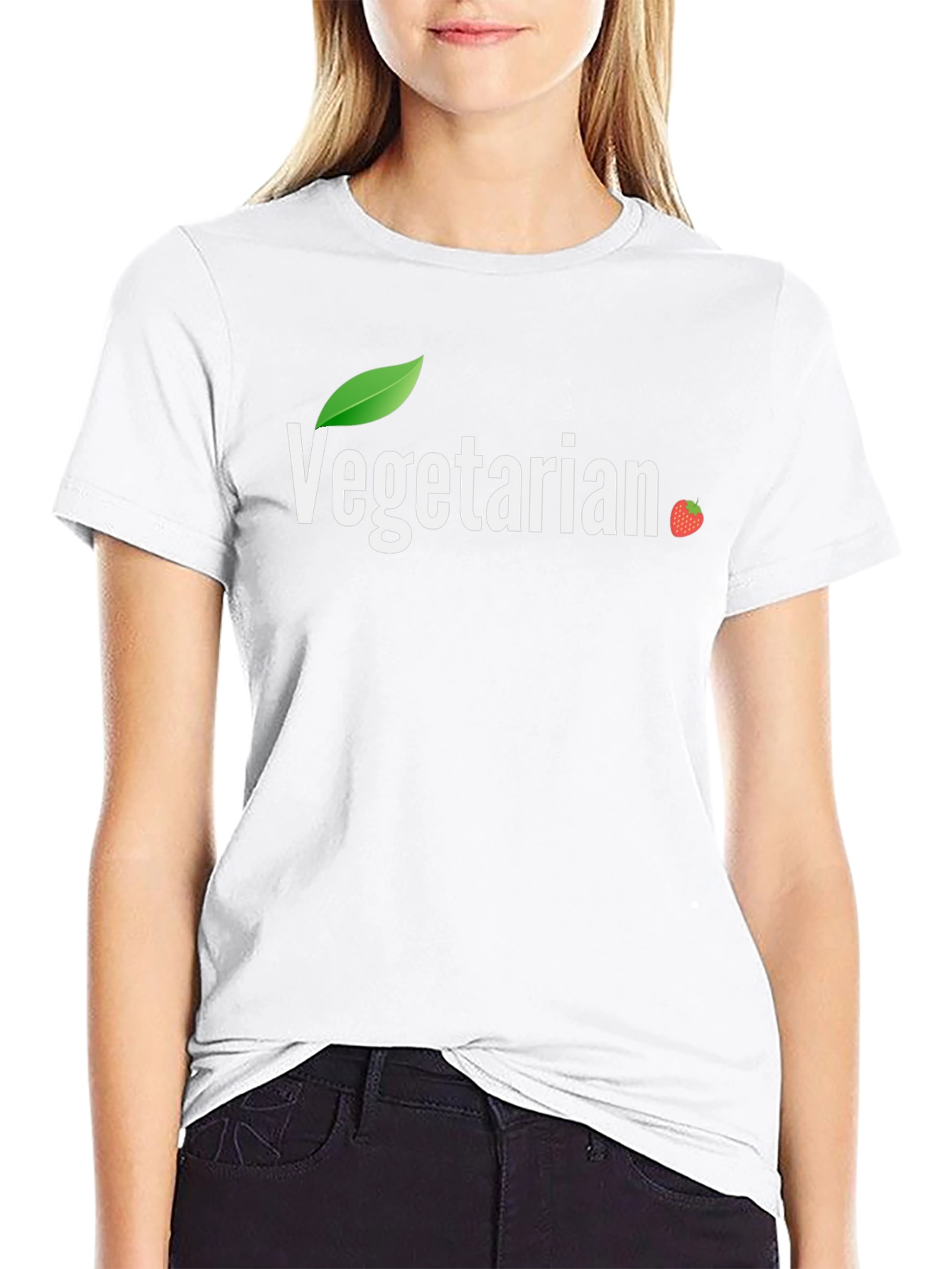 Vegetarian T-Shirt - Leaf & Strawberry Design
