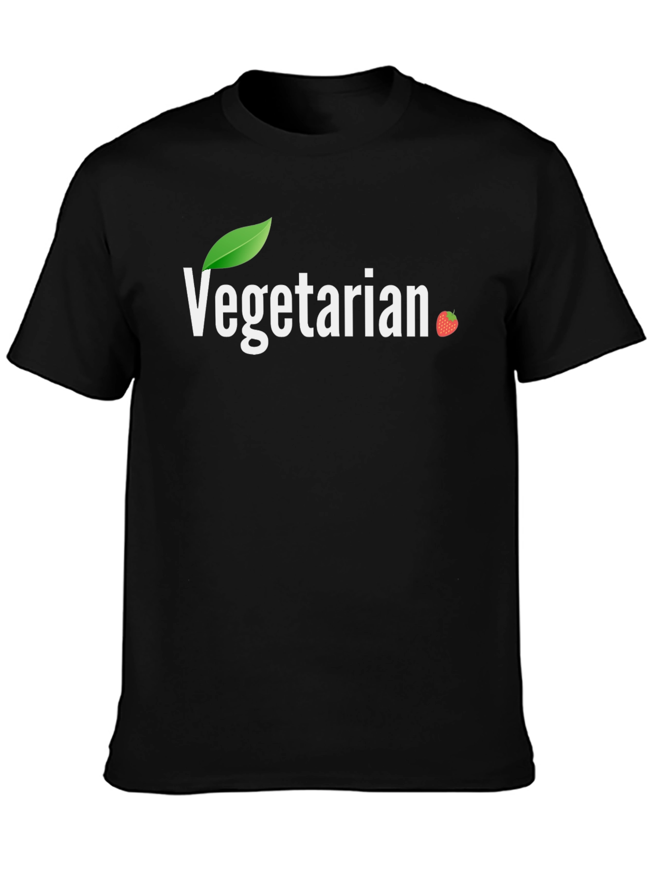 Vegetarian T-Shirt - Leaf & Strawberry Design