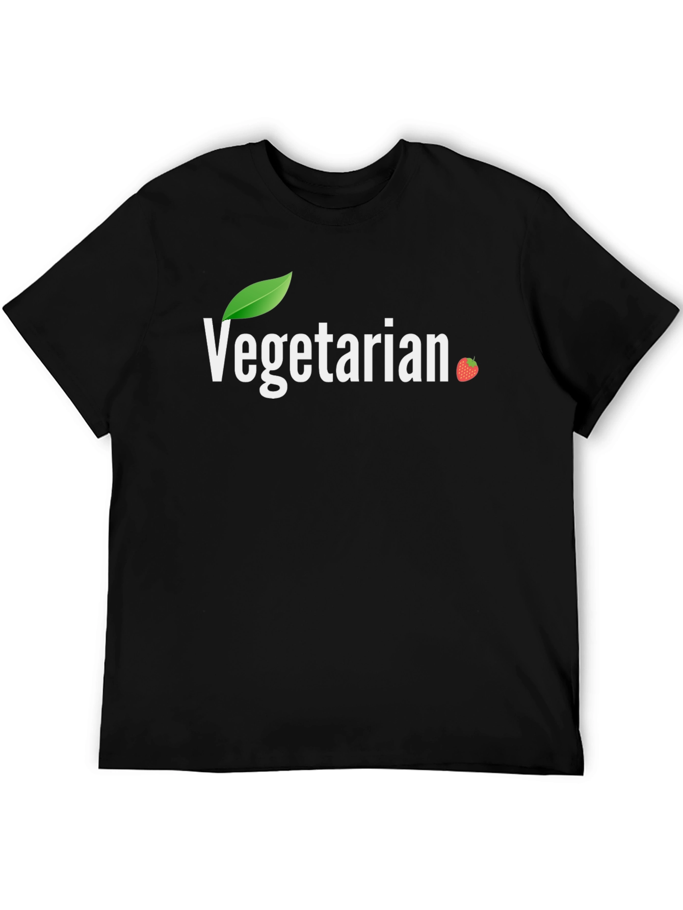 Vegetarian T-Shirt - Leaf & Strawberry Design