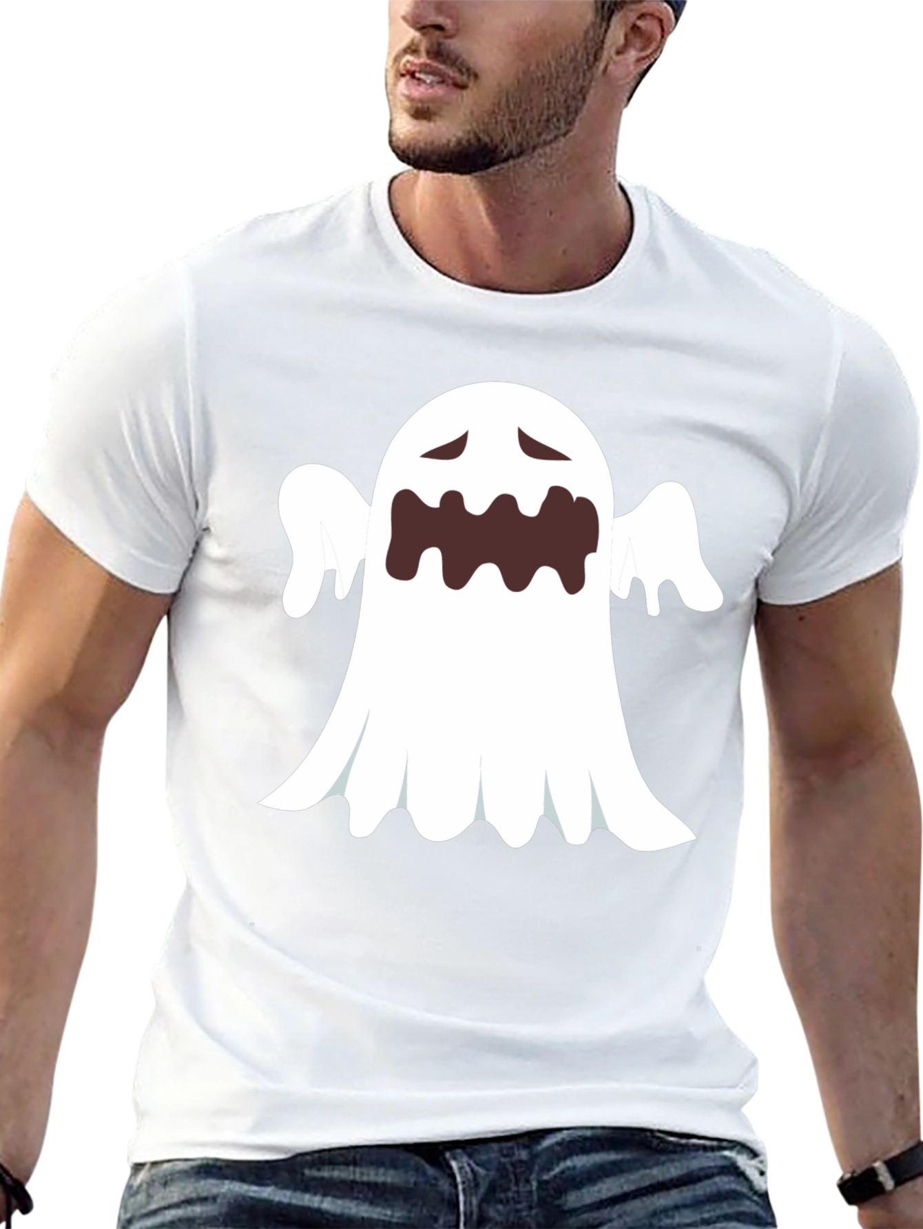 Ghost Graphic Black T-Shirt - Halloween Costume