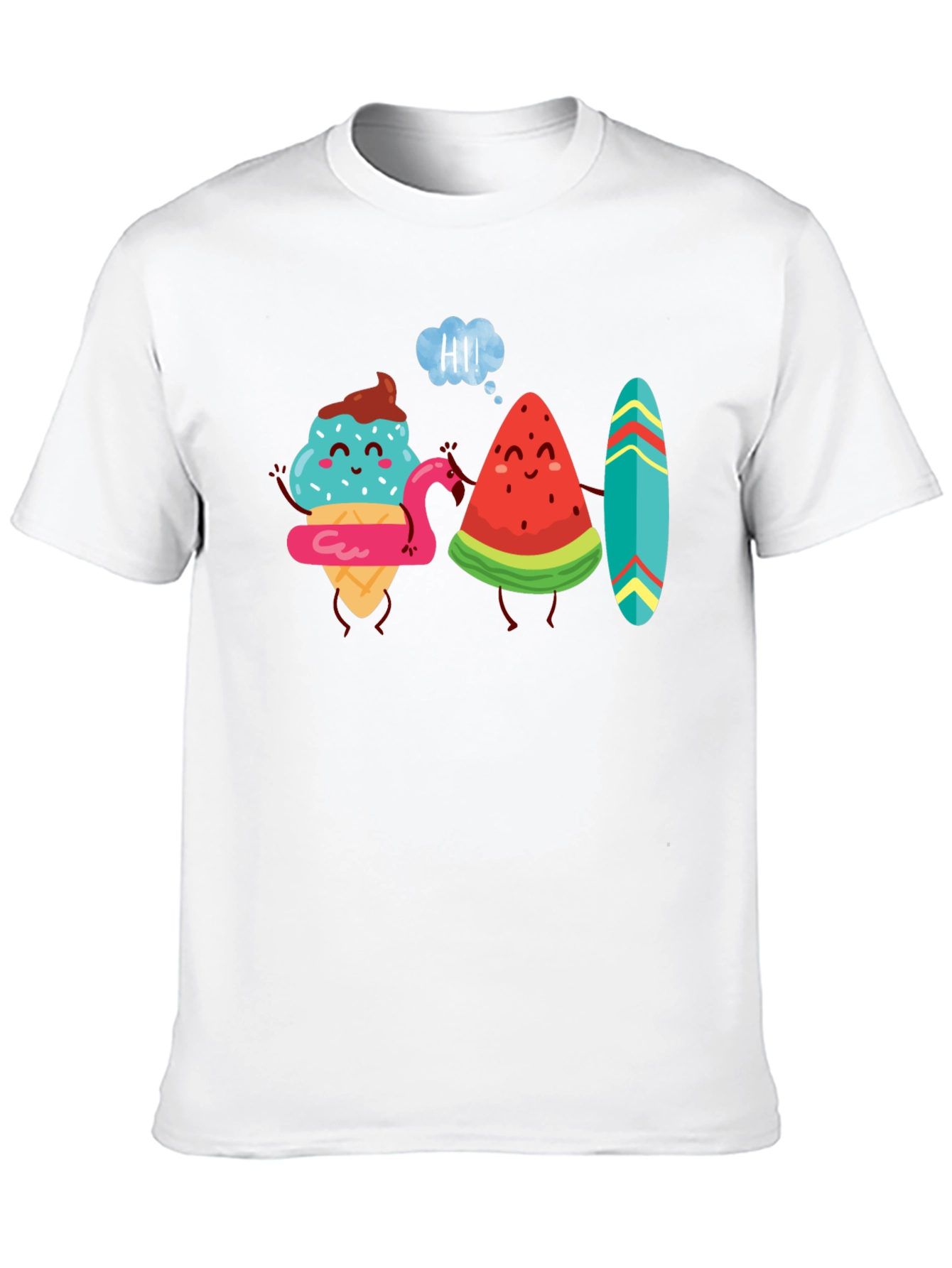 Cartoon Graphic Tee - Ice Cream & Watermelon Friends