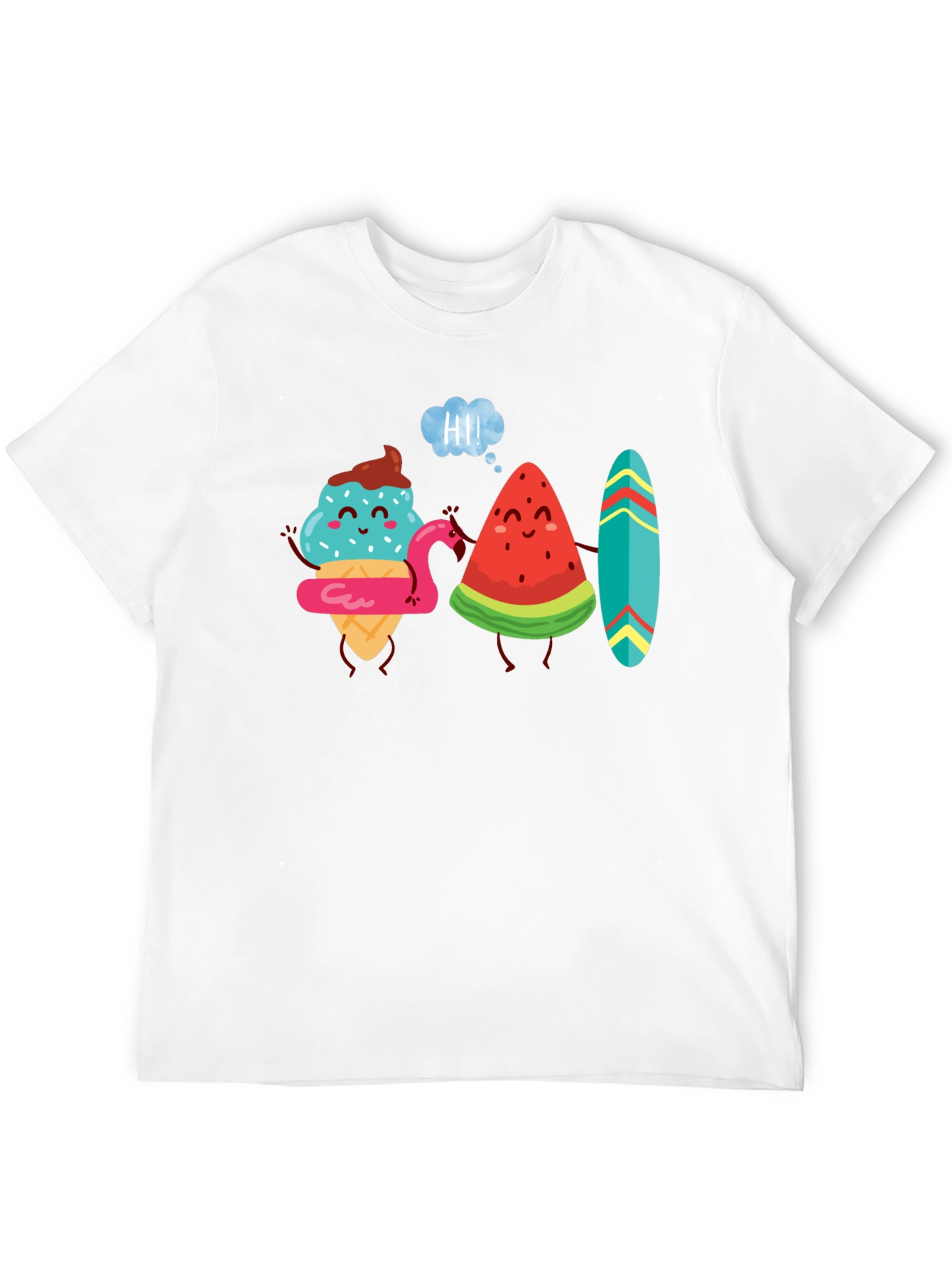 Cartoon Graphic Tee - Ice Cream & Watermelon Friends
