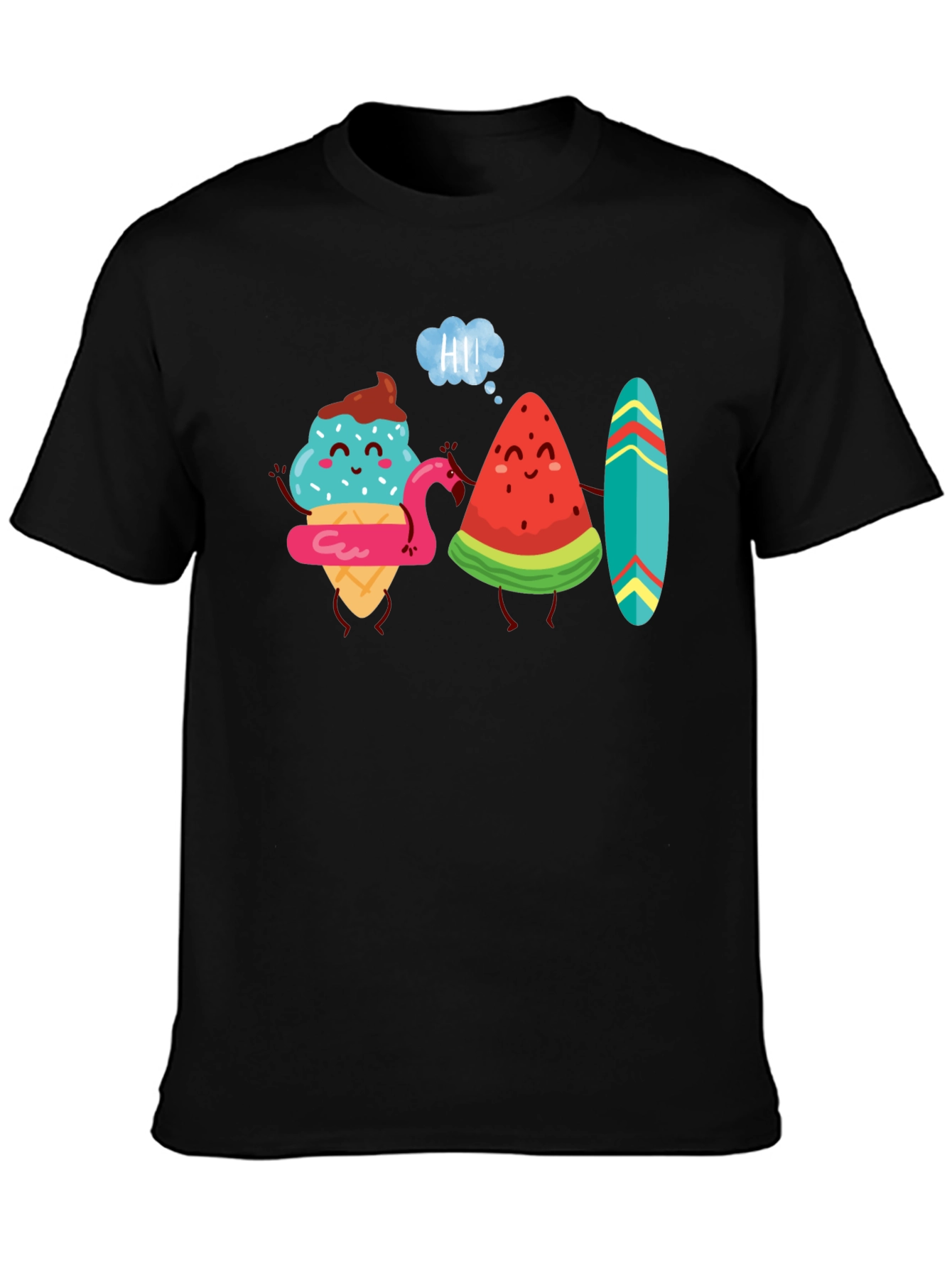 Cartoon Graphic Tee - Ice Cream & Watermelon Friends
