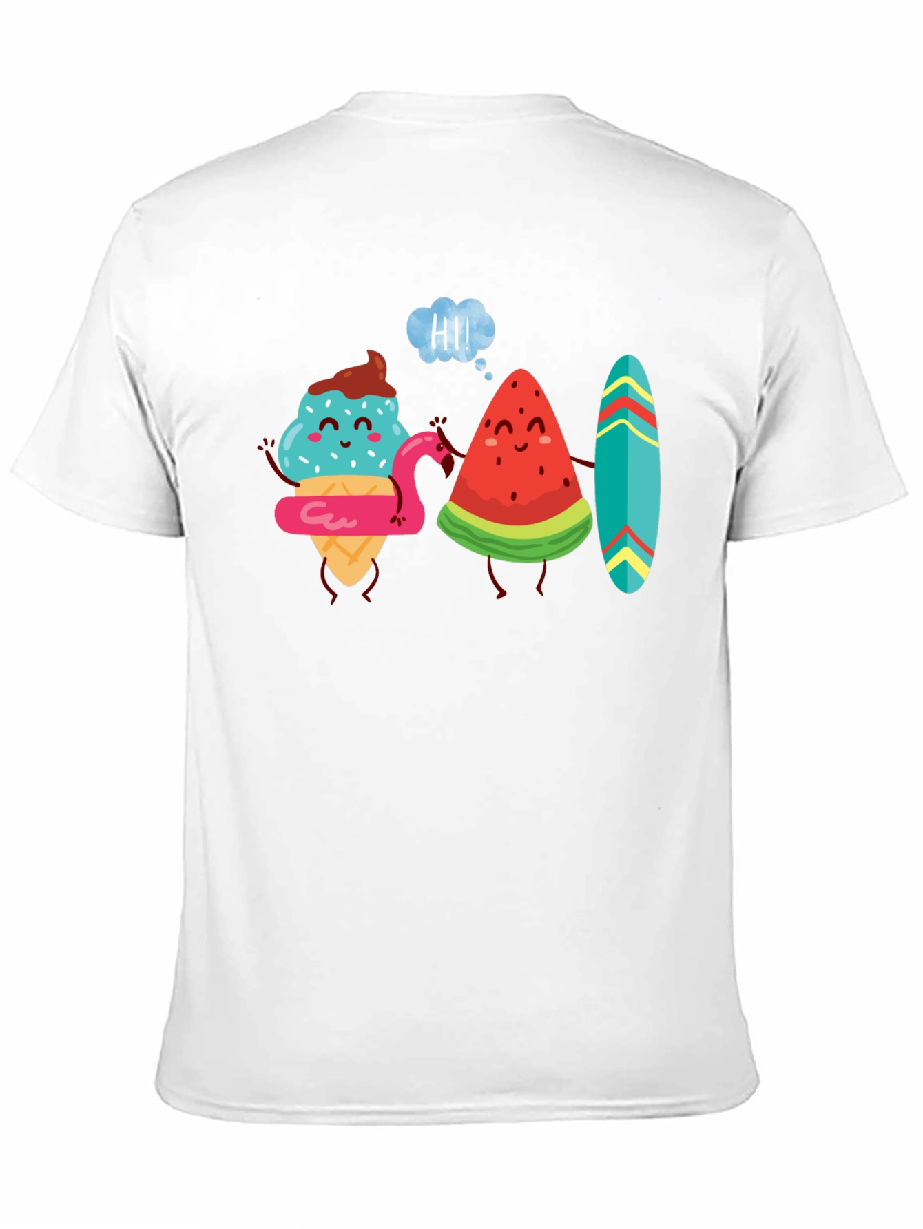 Cartoon Graphic Tee - Ice Cream & Watermelon Friends